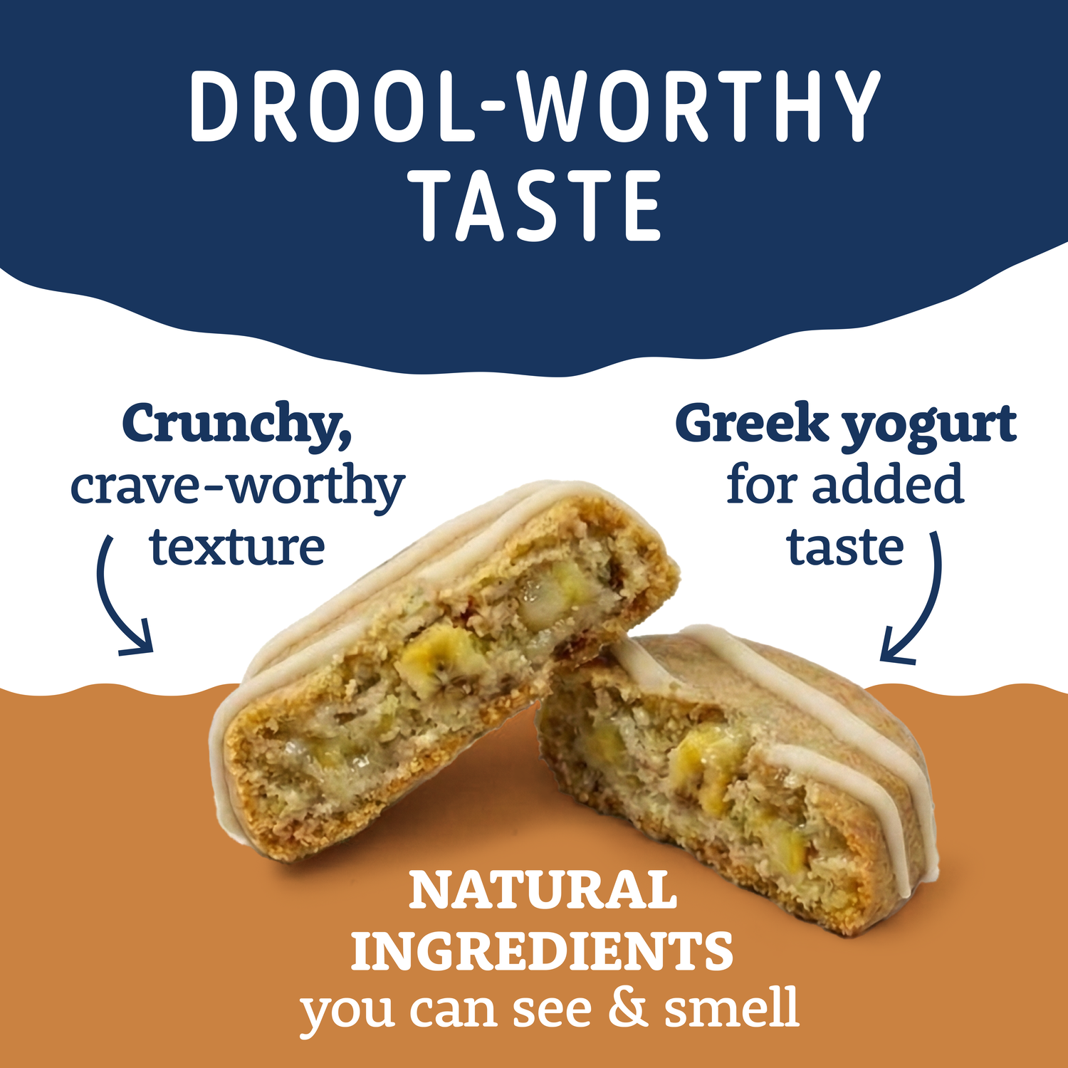 Natural Balance Yo-Gut Bites Biscuit Dog Treats, Peanut Butter & Banana With Greek Yogurt Drizzle, 4.5-Oz Bag