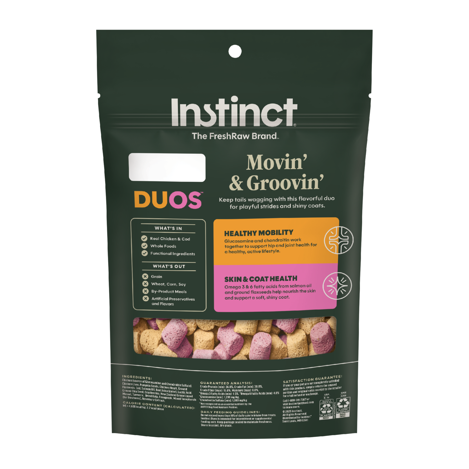 Instinct Duos Movin' & Groovin' 2:1 Healthy Mobility + Skin & Coat Health Freze-Dried Dog Treats, 4-Oz