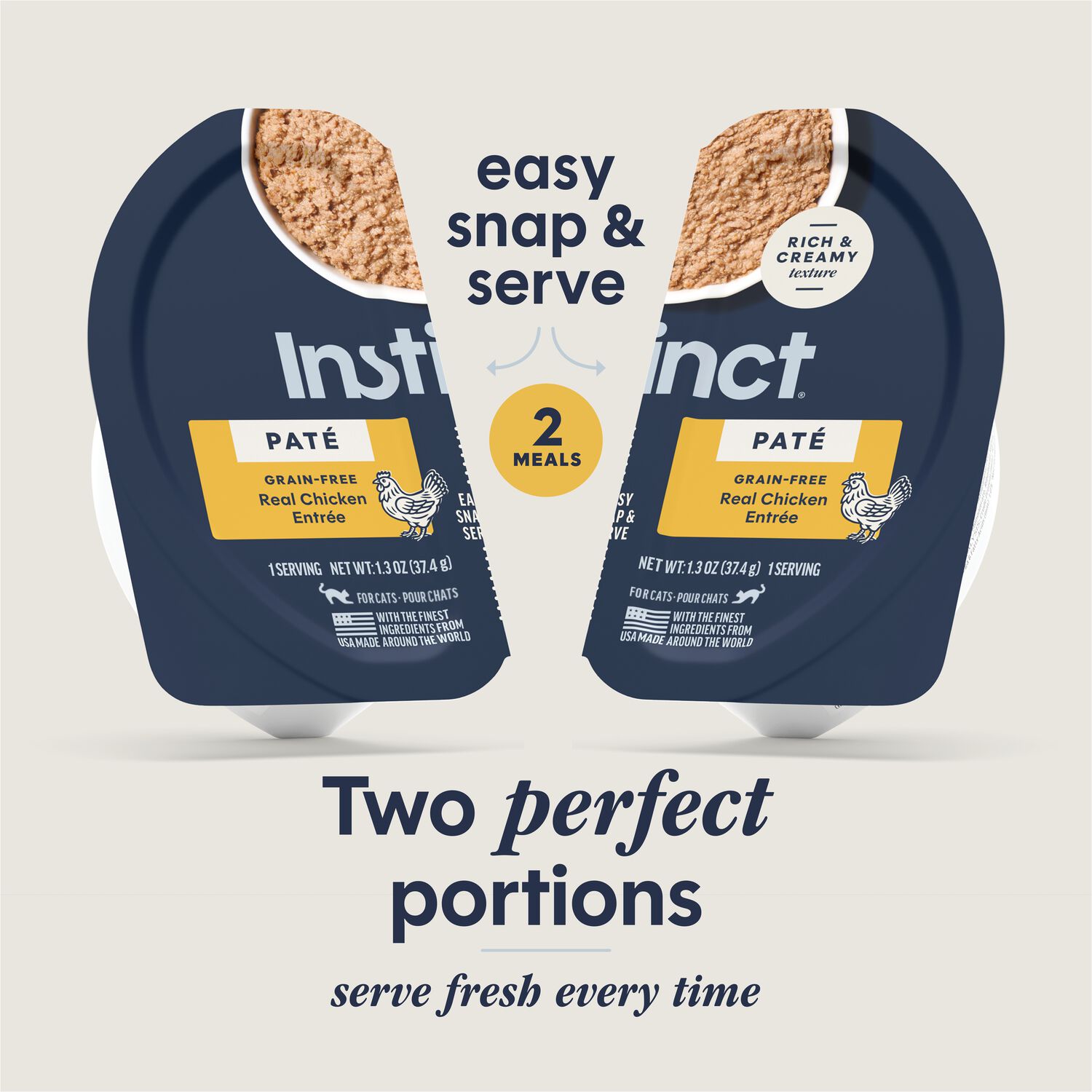 Instinct Pate Grain-Free Wet Cat Food, Real Chicken Entr&eacute;e, 2.64-Oz Split Cup Pack Of 12