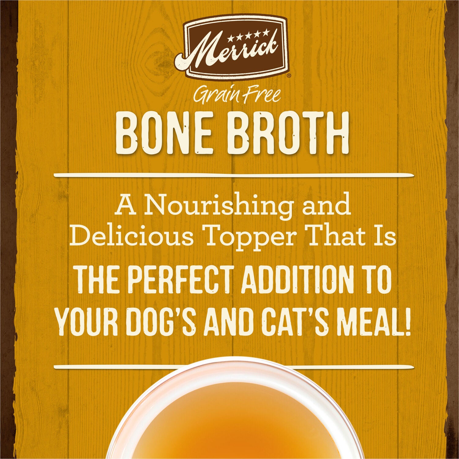 Merrick Grain-Free Bone Broth, Premium Human Grade And Gluten Free Dog And Cat Food Topper Pouches, Chicken, 16-Oz Pouch Pack Of 10