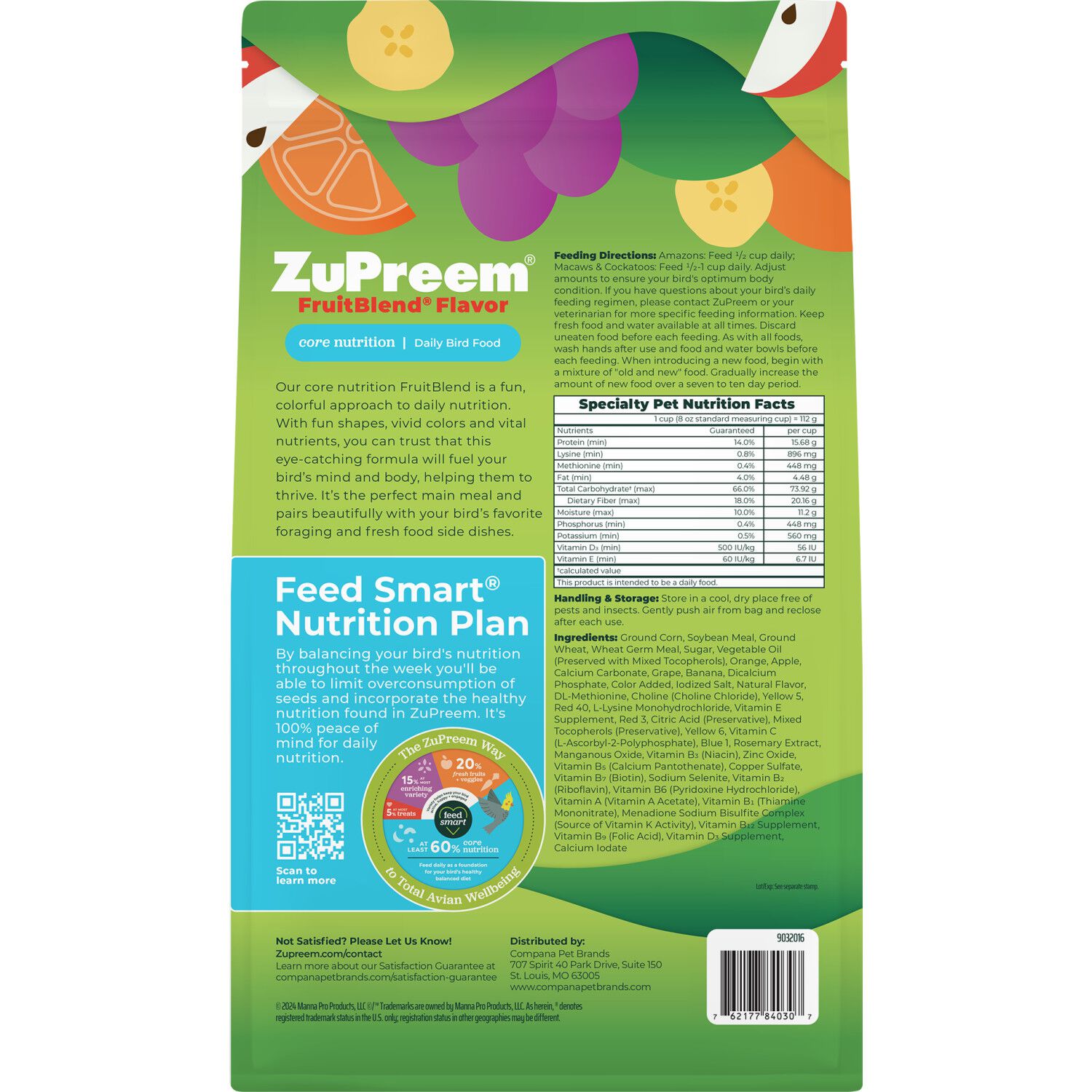 Zupreem Fruitblend With Natural Fruit Flavors Large Bird Food, 3.5-Lb