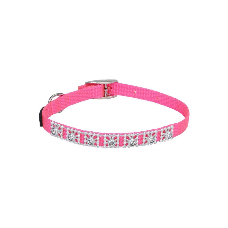 Coastal Pet Lil Pals Jeweled Nylon Dog Collar, Pink, 3/8"X10" 