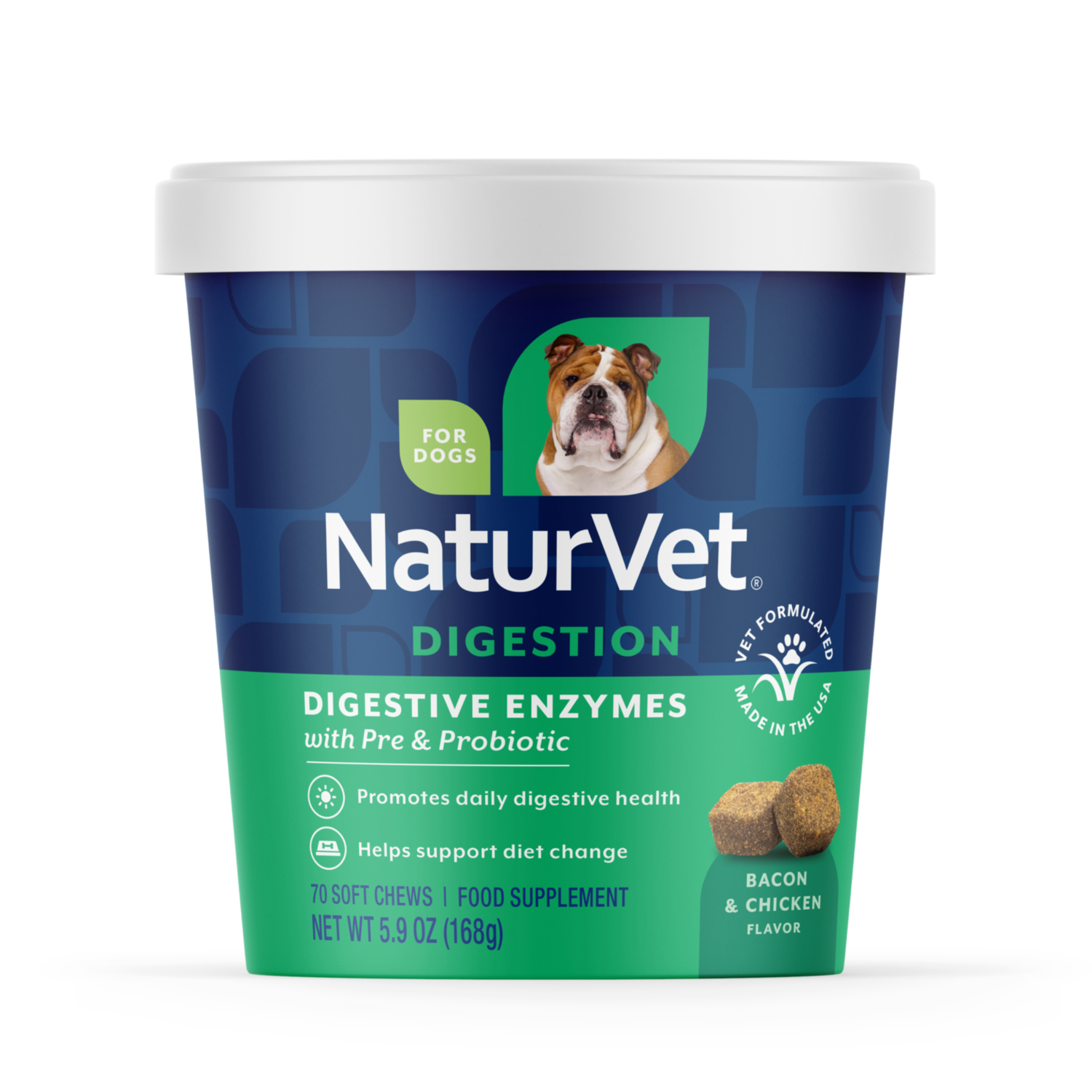Naturvet Digestive Enzymes +Pre & Probiotic Soft Chew Supplements For Dogs