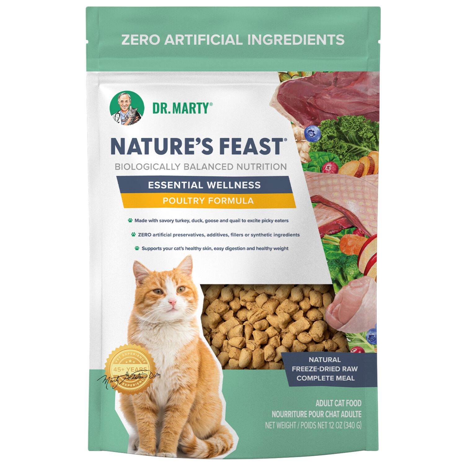 Dr. Marty Nature's Feast Essential Wellness Poultry Freeze Dried Raw Adult Cat Food