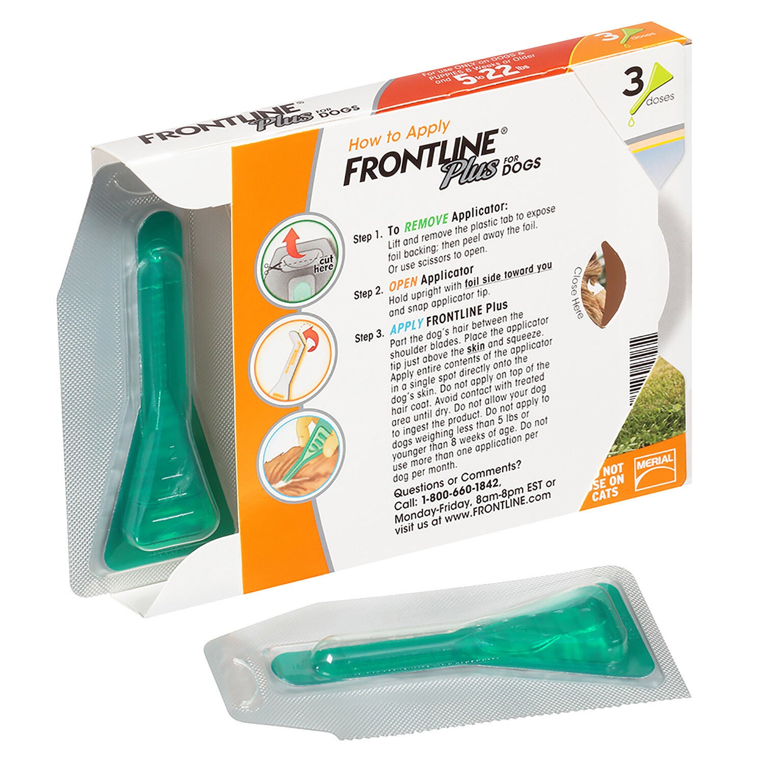 Frontline Plus For Dogs Flea Tick Treatment Up To 22 Lbs 3Months