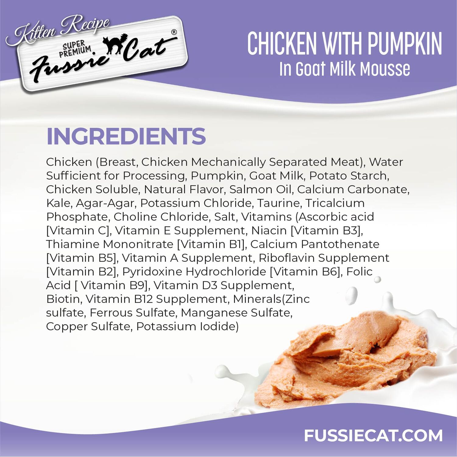 Fussie Cat Super Premium Chicken With Pumpkin In Goat Milk Mouse Wet Cat Food For Kittens, 1.5-Oz