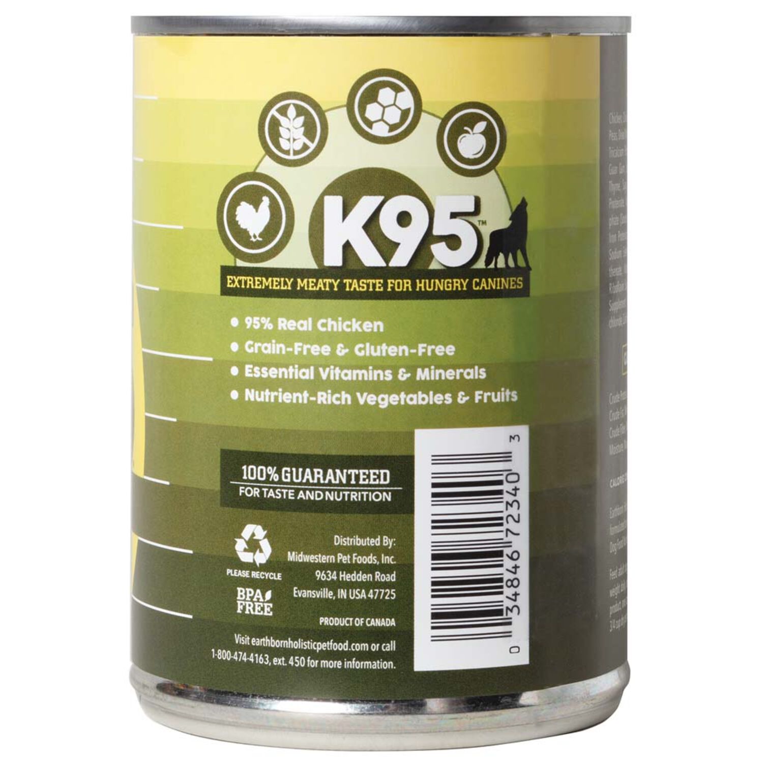 Earthborn Holistic Grain-Free K95 Meat Protein Wet Dog Food Chicken 13-Oz Can Pack Of 12