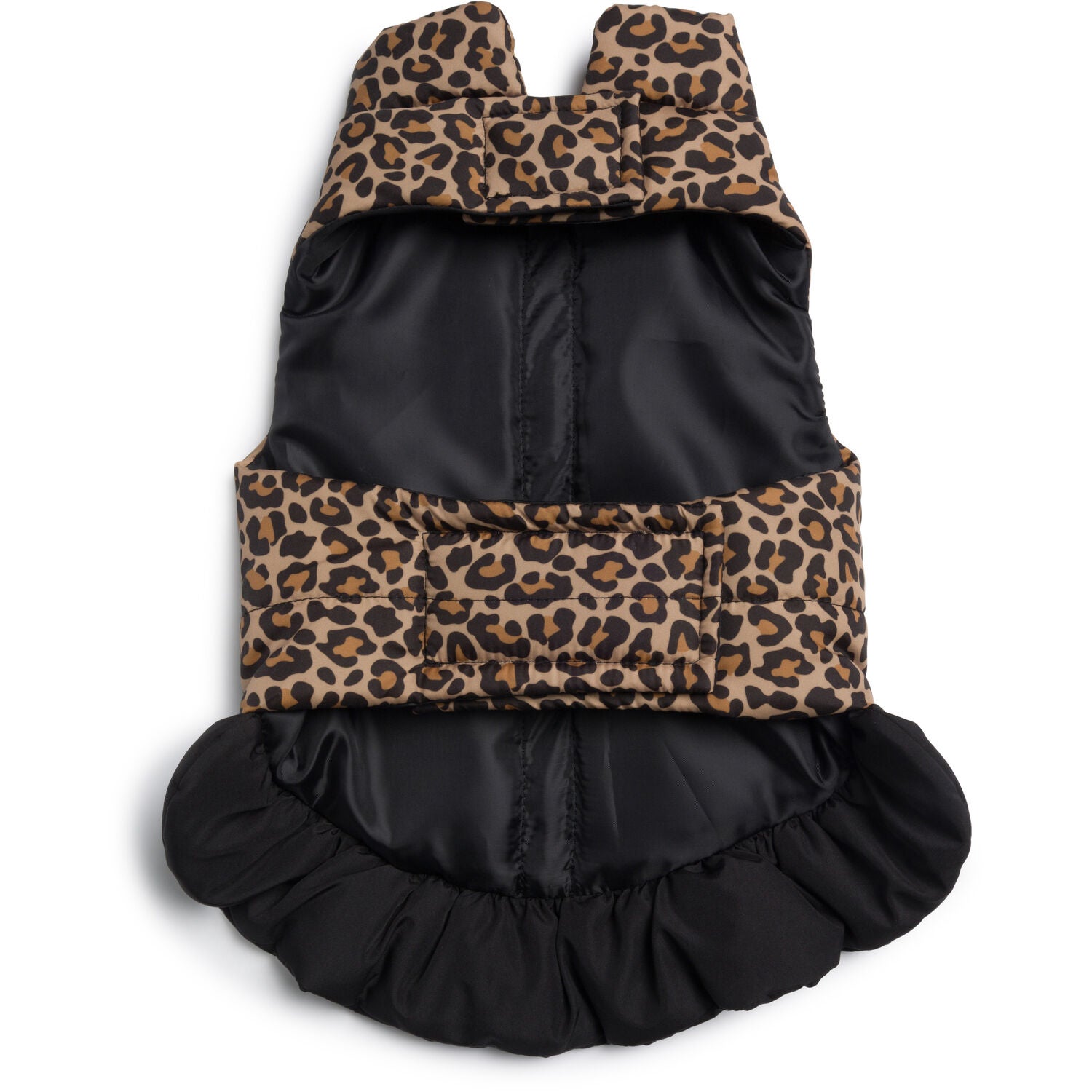 Fabdog Leopard Puffer Dress Dog Coat, Medium