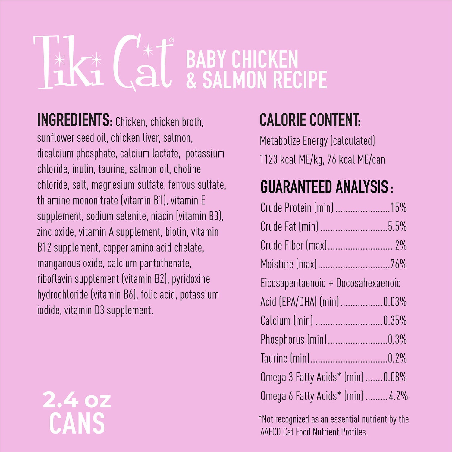 Tiki Cat Baby Wet Cat Food For Kittens, Chicken & Salmon, 2.4-Oz Can Pack Of 12
