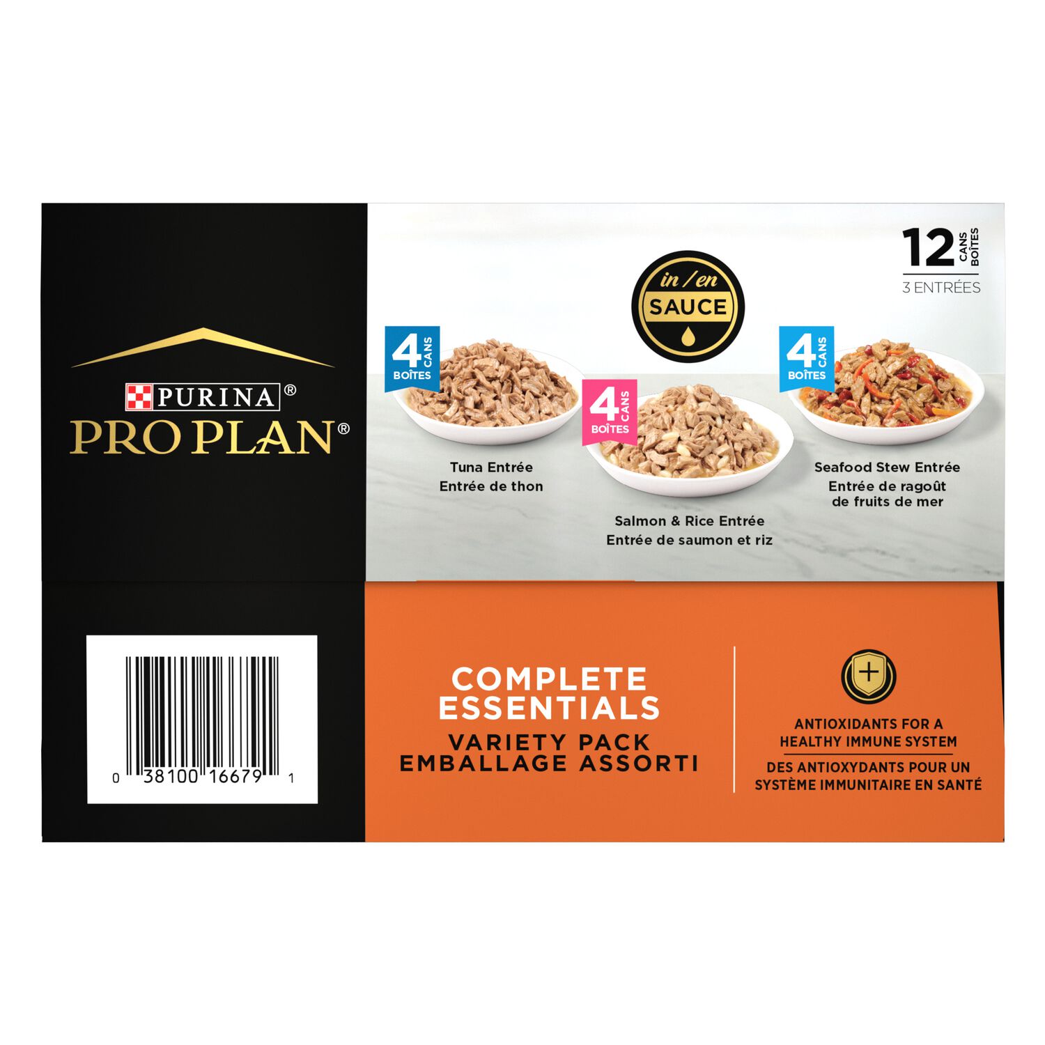 Purina Pro Plan Complete Essentials Wet Cat Food, Seafood Favorites In Sauce Variety Pack, 3-Oz - 12 Pack