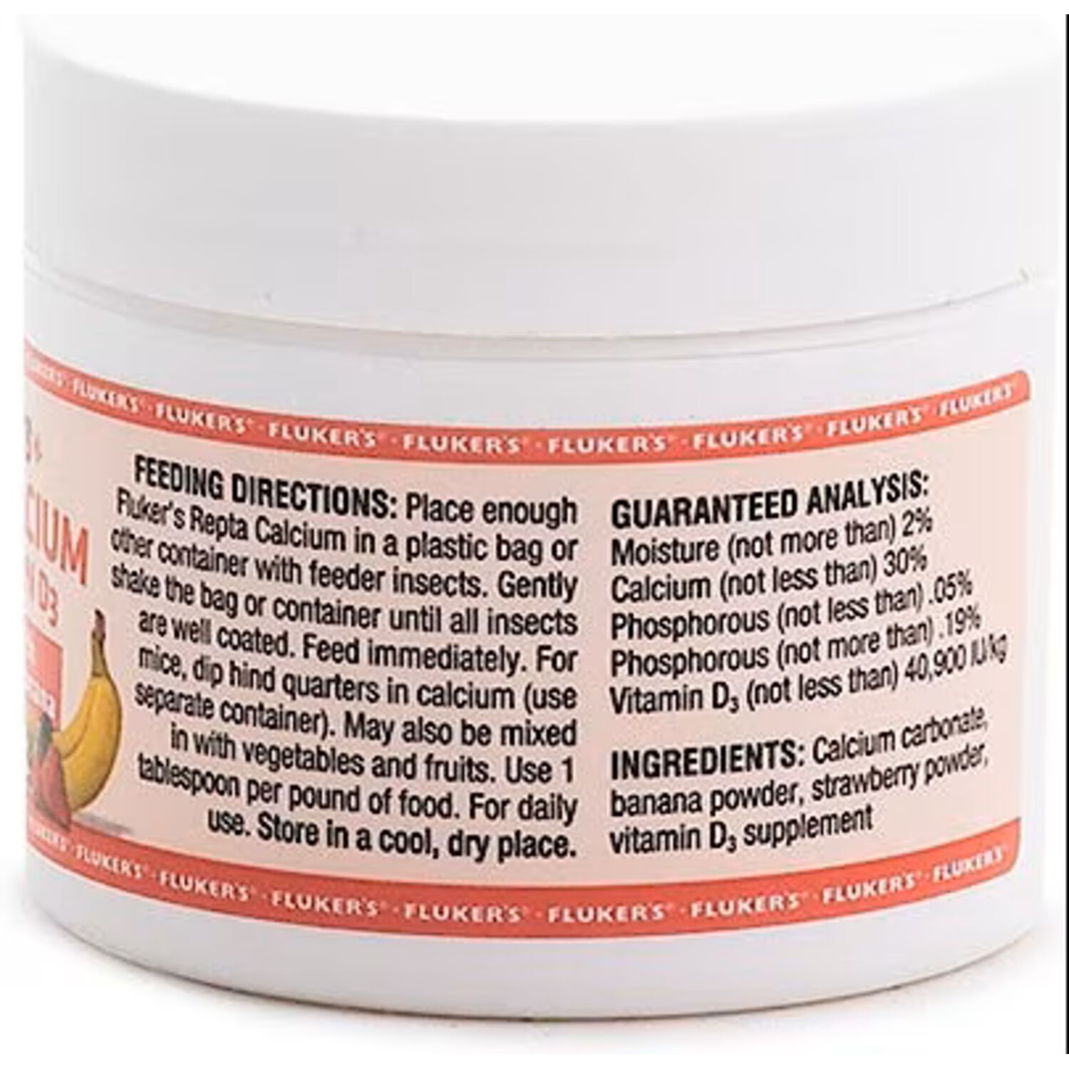 Fluker's Strawberry Banana Flavored Repta Calcium With D3 Reptile Supplement - 2-Oz