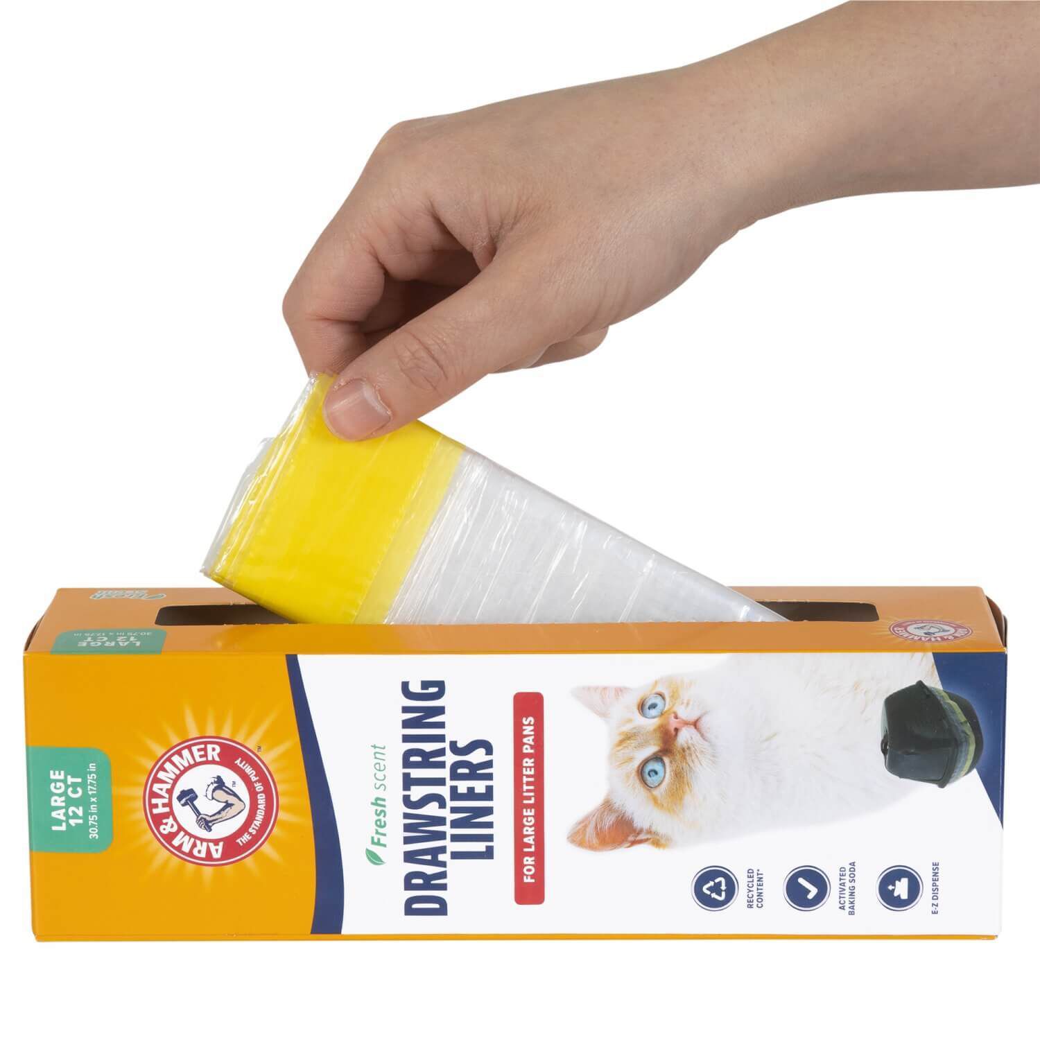 Arm & Hammer Drawstring Cat Litter Pan Liners, 12-Count Large