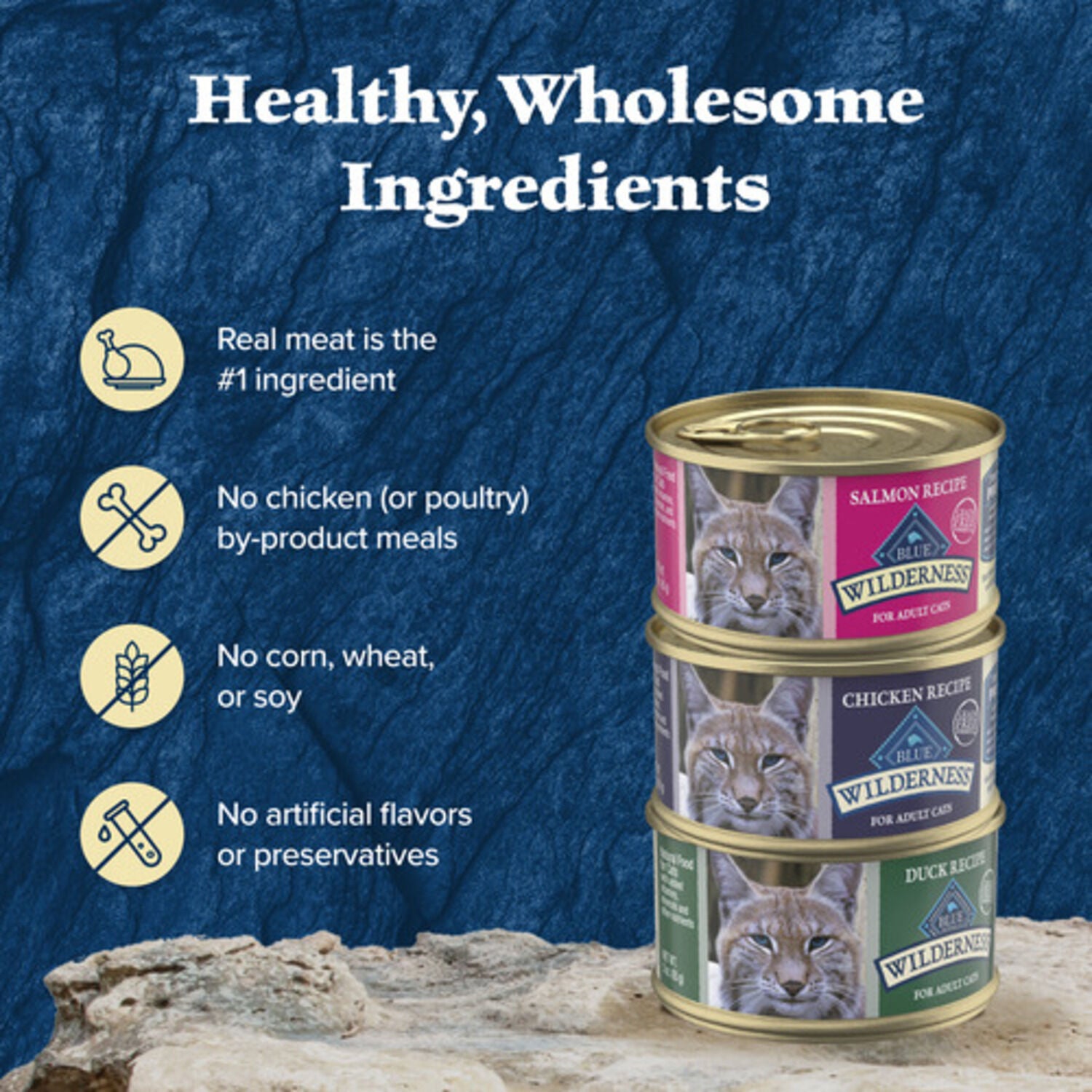 Blue Buffalo Wilderness Wet Cat Food, Chicken, Salmon & Duck Pate Variety Pack, 3-Oz Pouch - Pack Of 12