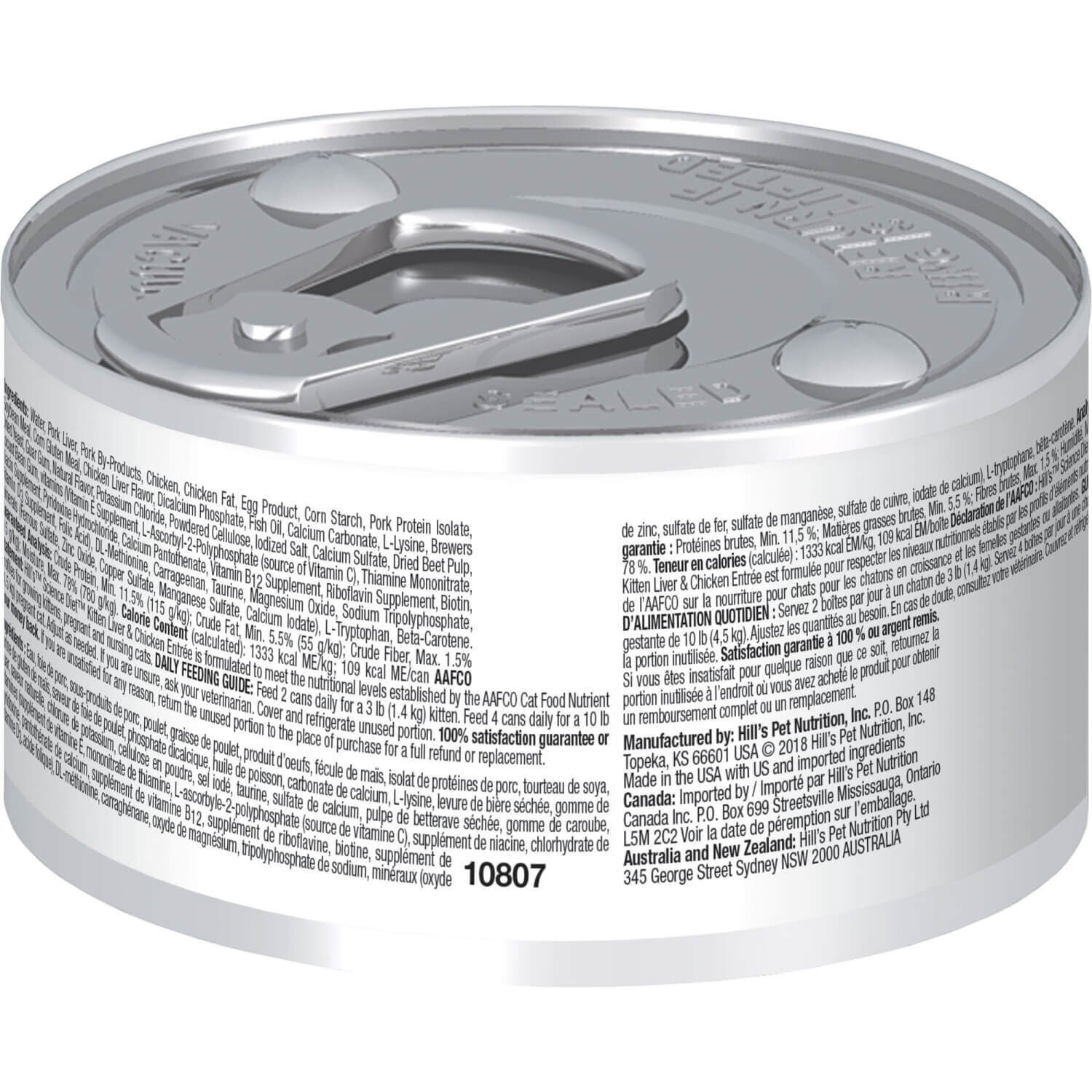 Hill's Science Diet Liver & Chicken Entr&eacute;e Wet Cat Food For Kittens, 2.9-Oz Can Pack Of 24