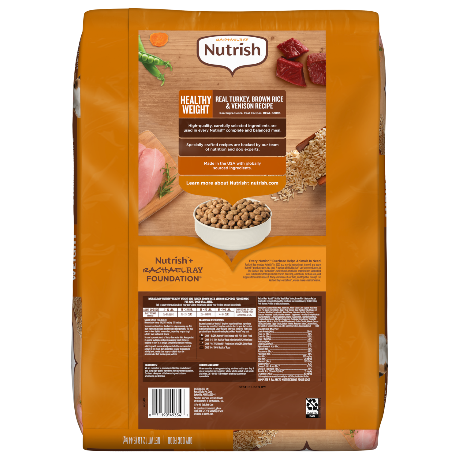 Rachael Ray Nutrish&trade; Healthy Weight Real Turkey, Brown Rice & Venison Recipe Dry Dog Food, 12-Lb Bag