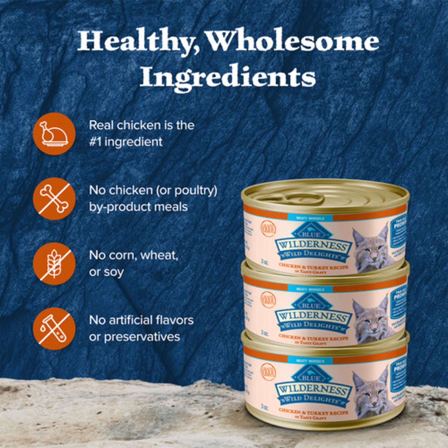 Blue Buffalo Wilderness Wild Delights Adult Wet Cat Food, Chicken & Turkey Meaty Morsels, 3-Oz