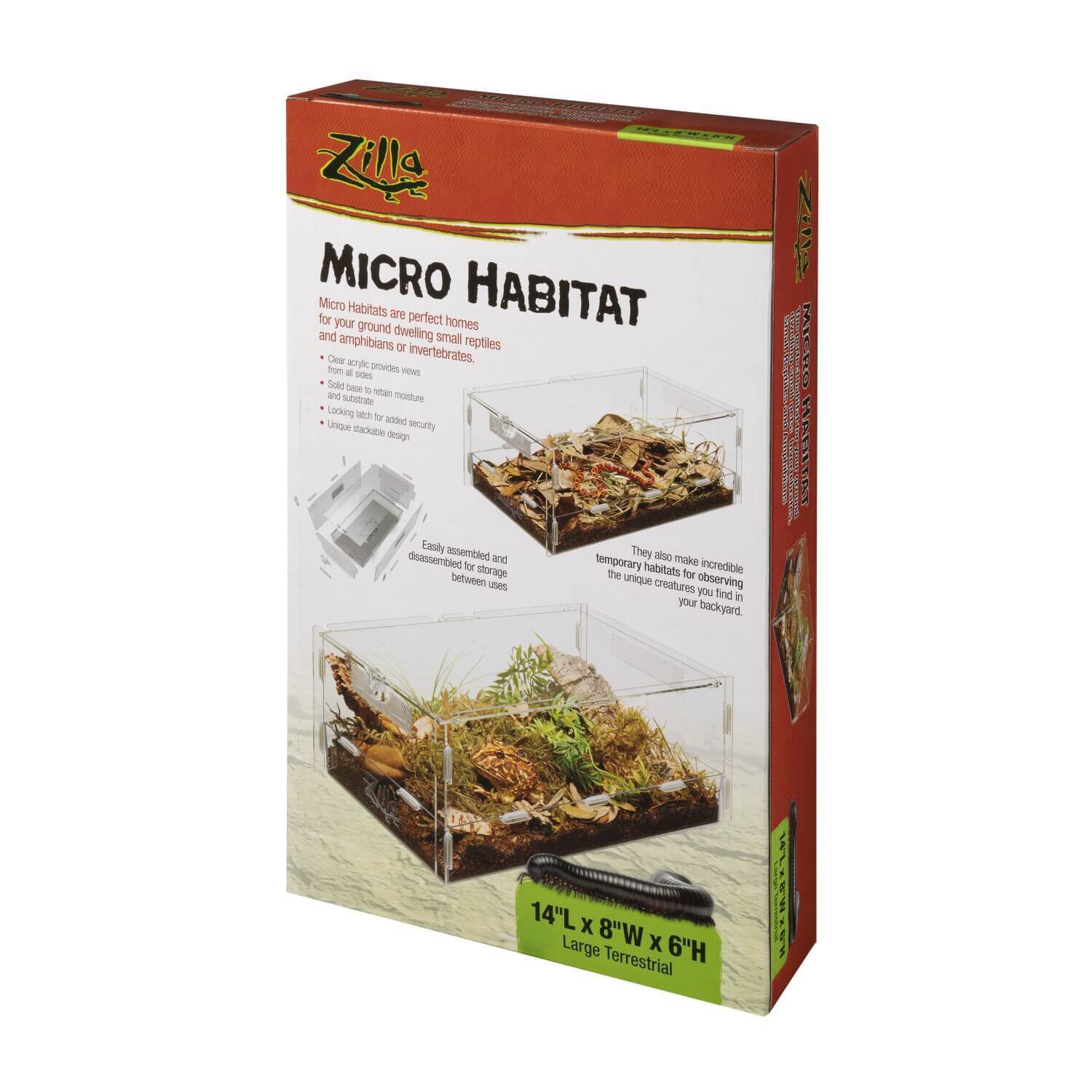 Zilla Micro Habitat Terrarium With Locking Latch, Terrestrial, Large 1L