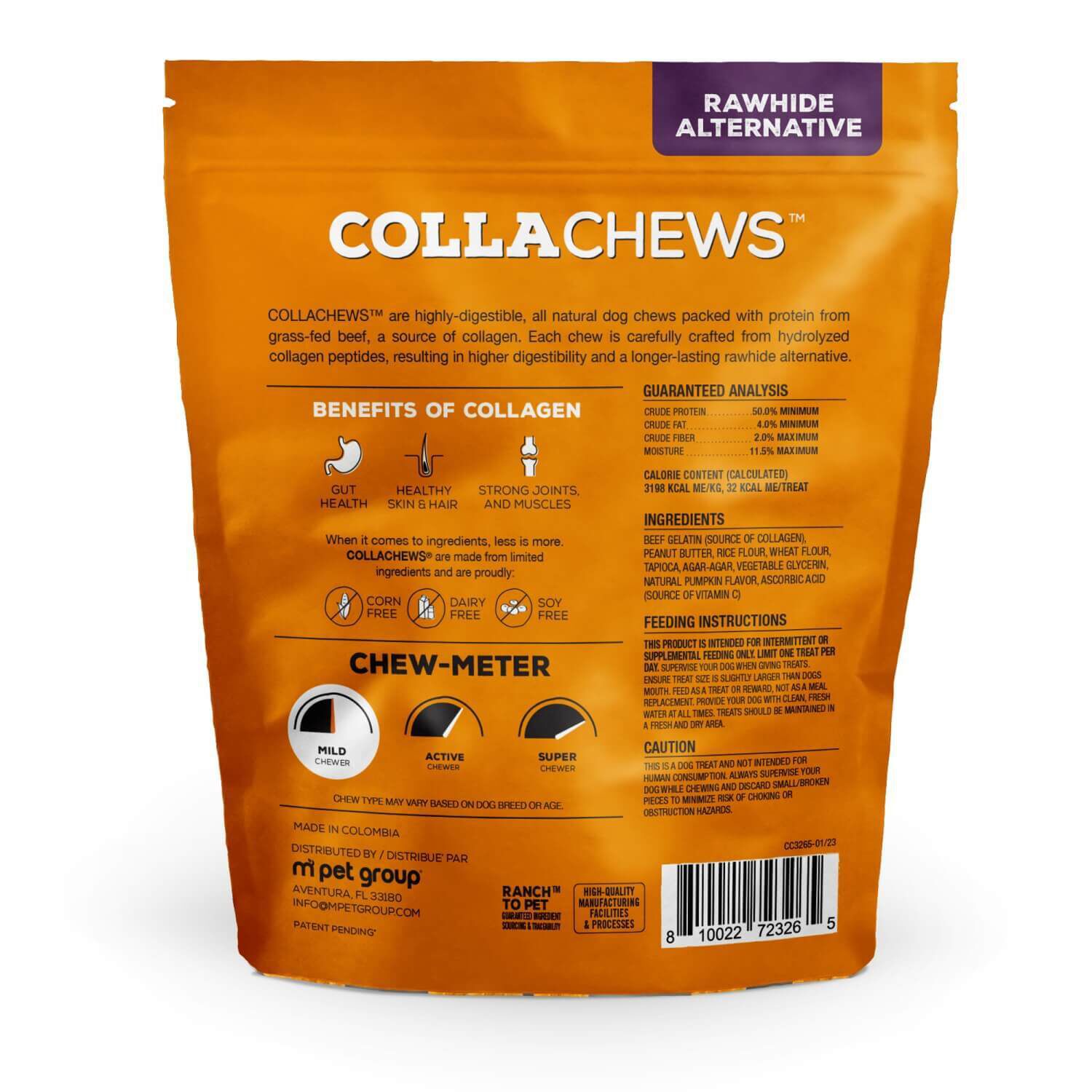 Collachews Pumpkin Spice Collagen Sticks Limited Ingredient Dog Treat, 12-Pack