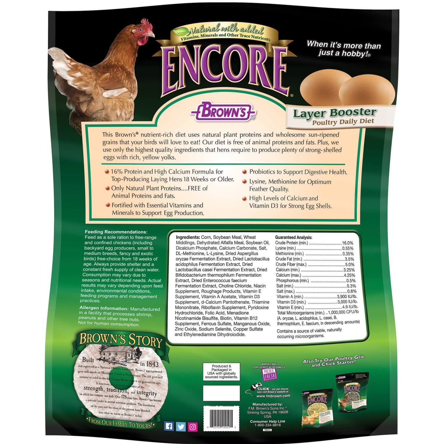 Brown's Encore Natural Layer Booster Food For Poultry