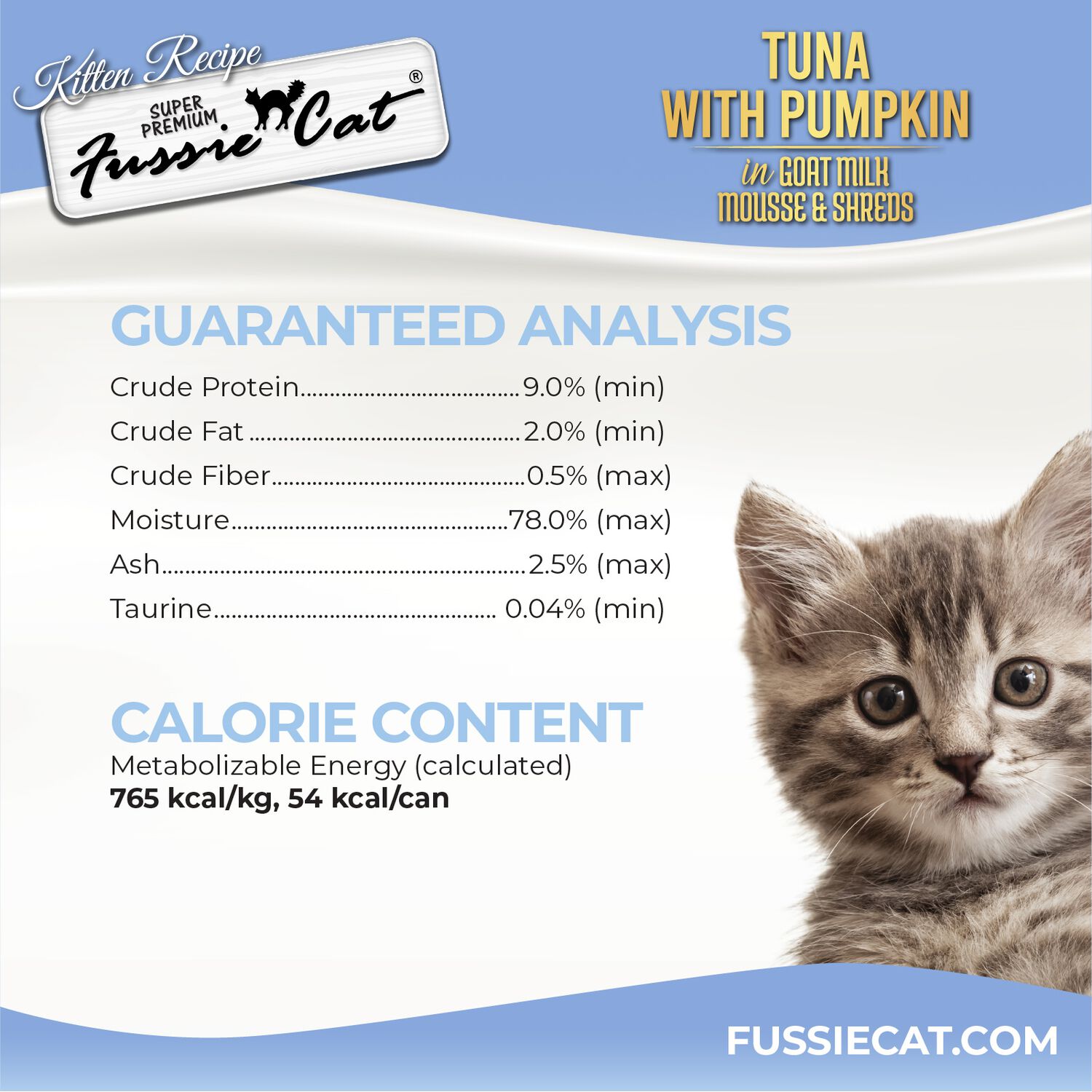 Fussie Cat Super Premium Tuna With Pumpkin In Goat Milk Mouse & Shreds Wet Cat Food For Kittens, 2.47-Oz - 12 Pack