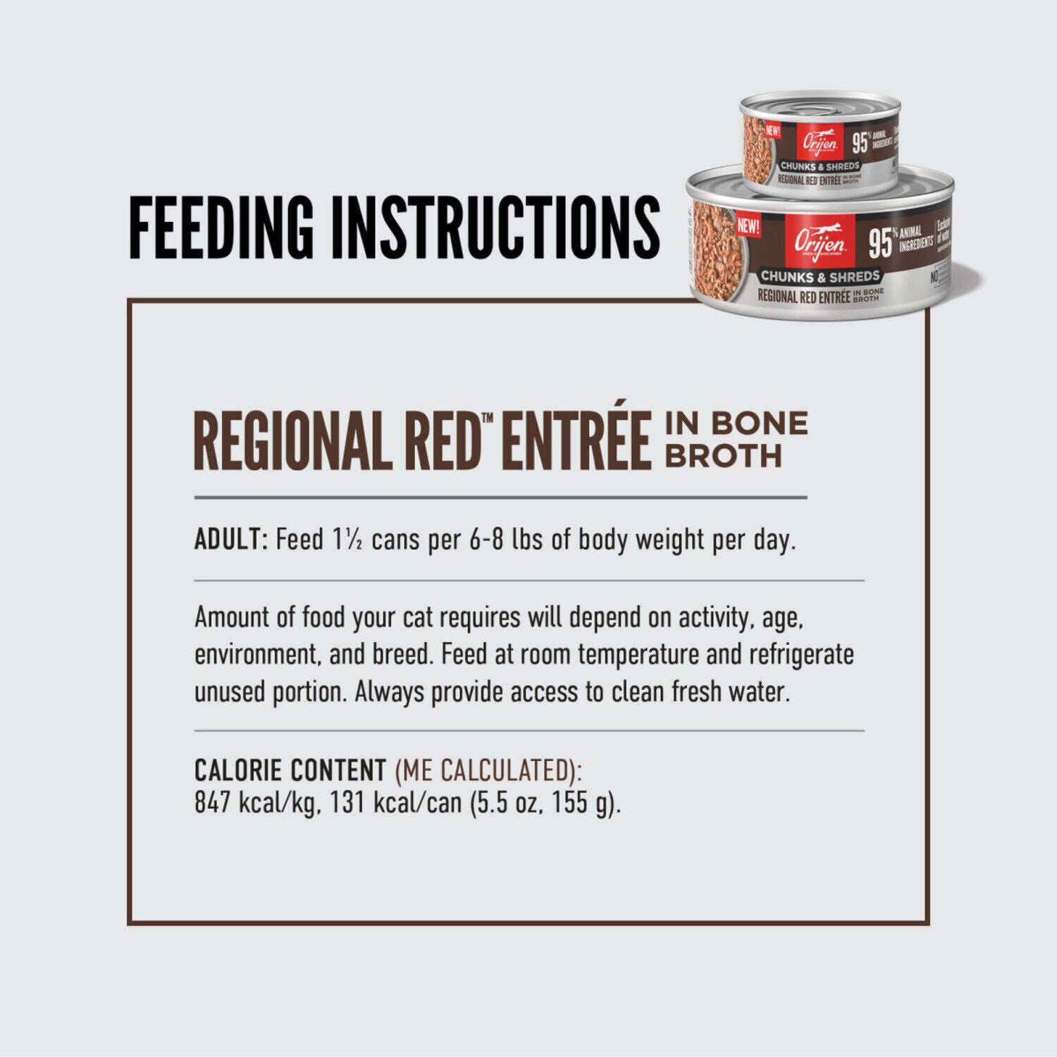 Orijen Chunks & Shreds Wet Cat Food, Regional Red Entree, 5.5-Oz Pack Of 6