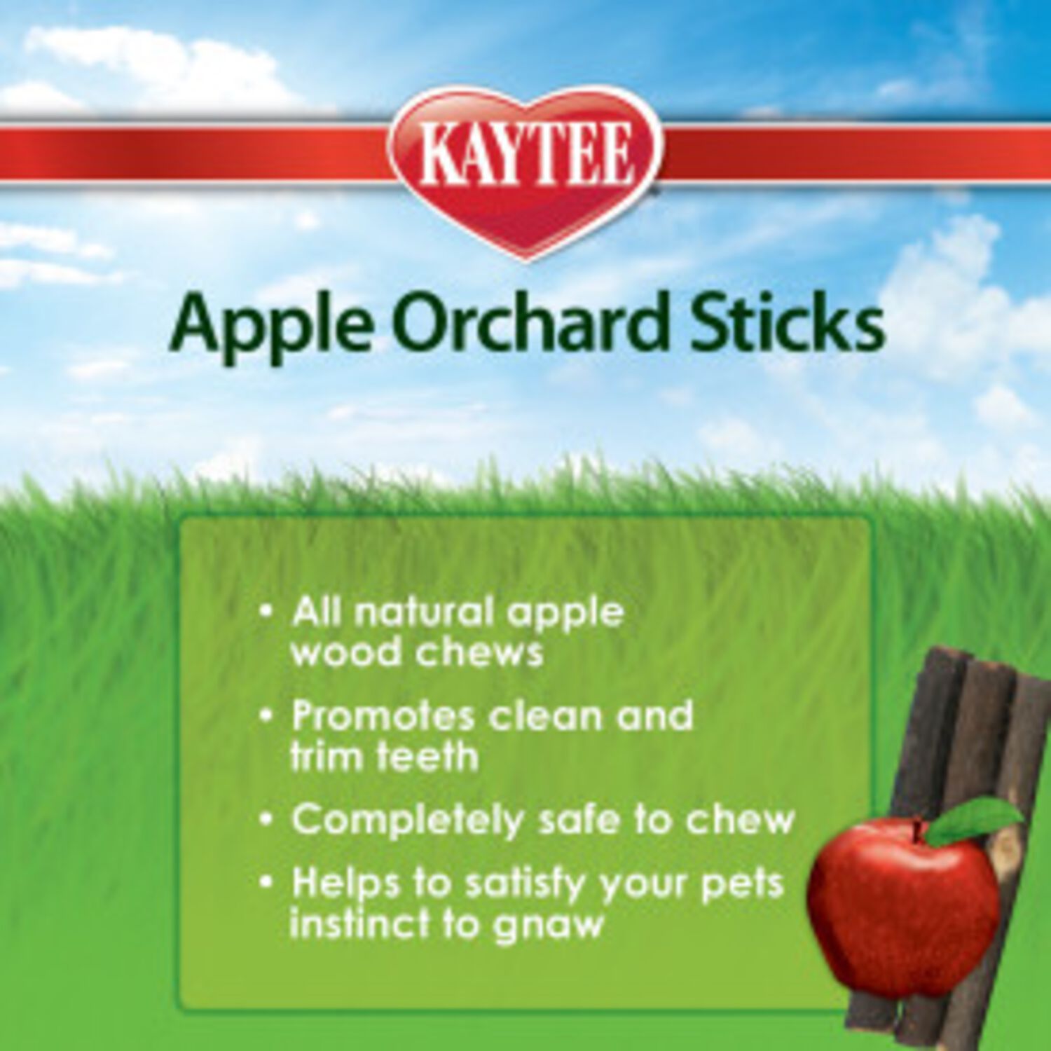 Kaytee Apple Orchard Sticks Small Animal Chew Treat, 10-Count