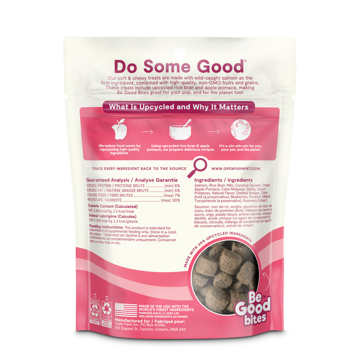 Open Farm Be Good Bites Wild-Caught Salmon Recipe Soft & Chewy Dog Treats, 6Oz