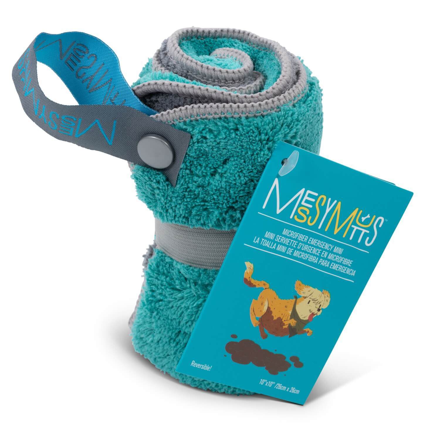 Messy Mutts Microfiber Dual Sided Emergency Mini Pet Towel With Clip - Assorted Colors