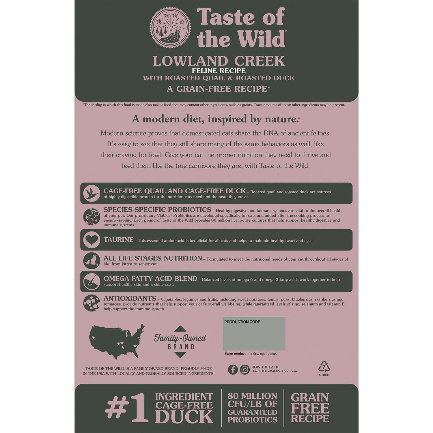 Taste Of The Wild Lowland Creek Dry Cat Food, Feline Recipe With Roasted Quail & Duck, 14-Lb Bag