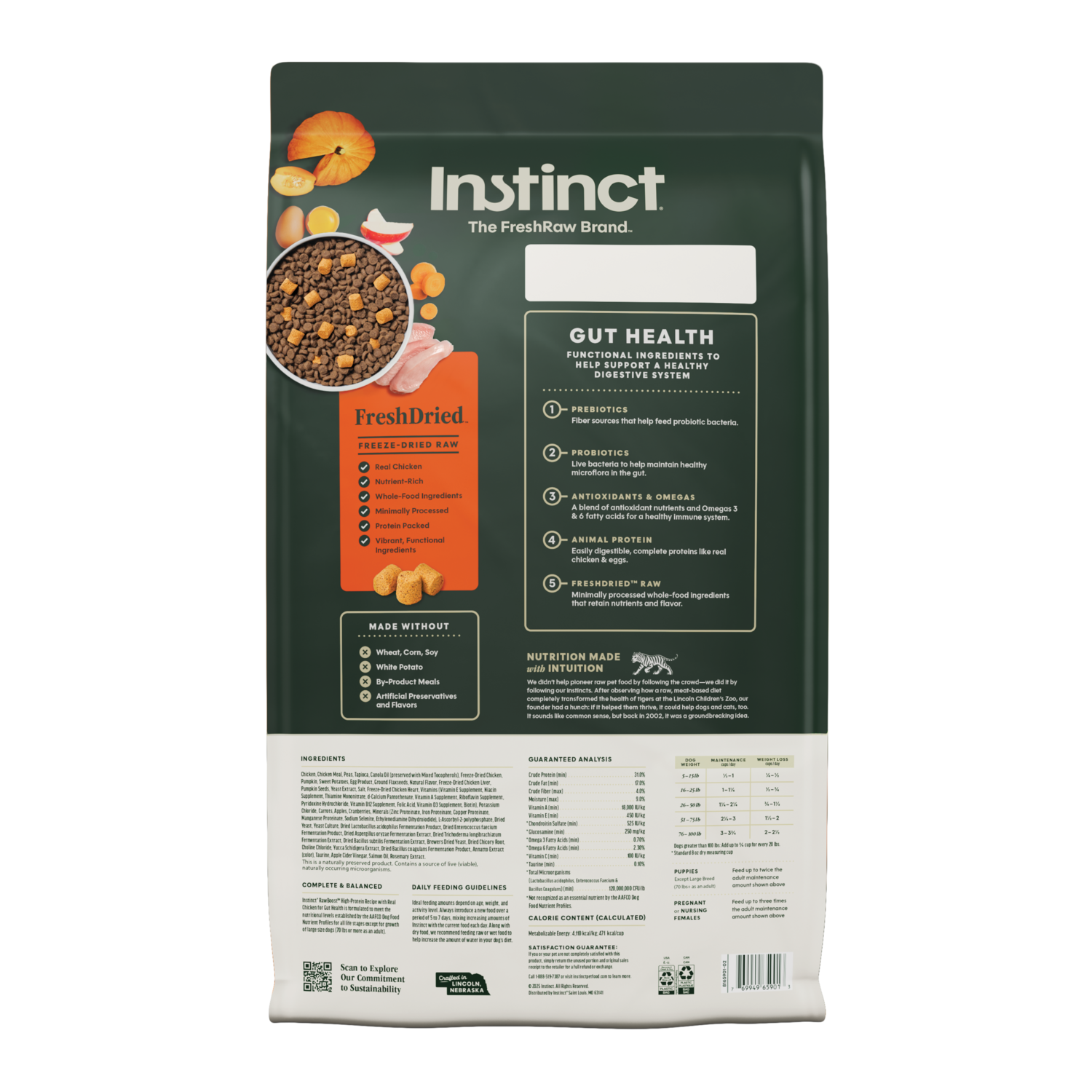 Instinct Raw Boost Gut Health Adult Dry Dog Food, Chicken, 18-Lb