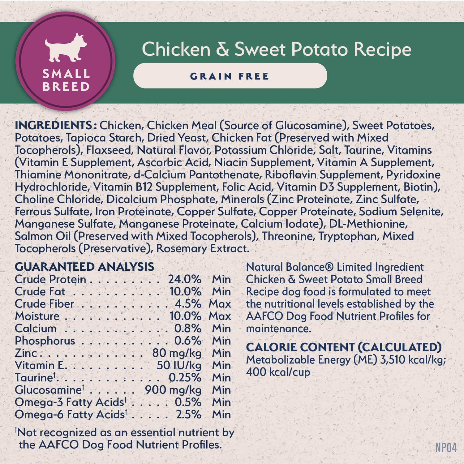 Natural Balance Limited Ingredient Grain Free Chicken & Sweet Potato Small Breed Recipe Dry Dog Food, 4-Lb