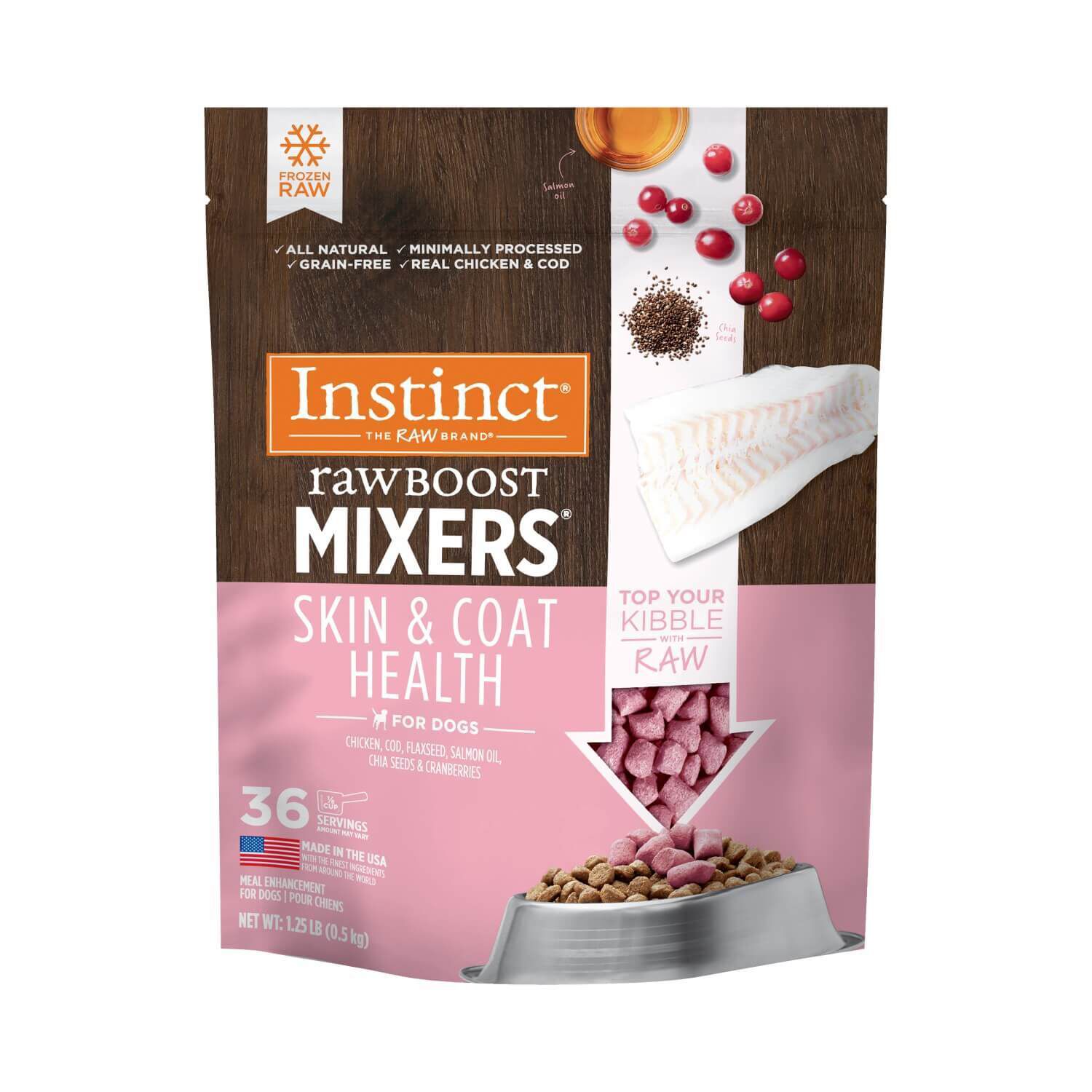 Instinct Frozen Raw Boost Mixers Grain-Free Skin & Coat Health Recipe Dog Food Topper