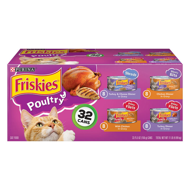 Purina Friskies Poultry Wet Cat Food Variety Pack With 32 5.5 Oz Cans