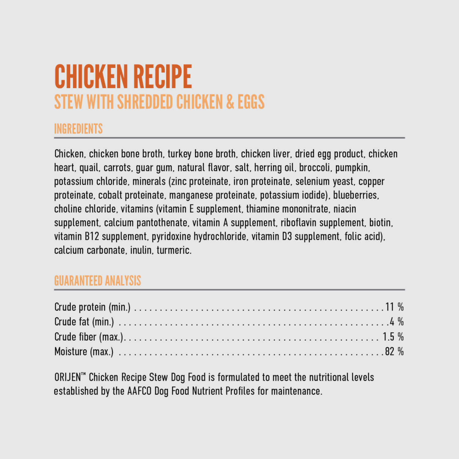 Orijen Chicken Recipe Stew With Shredded Chicken & Eggs Wet Dog Food, 12.8-Oz 12-Pack