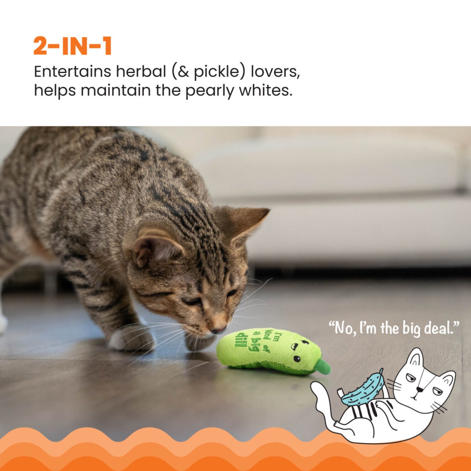 Catstages Crunchy Pickle Kicker Catnip Stuffed Dental Chew Cat Toy