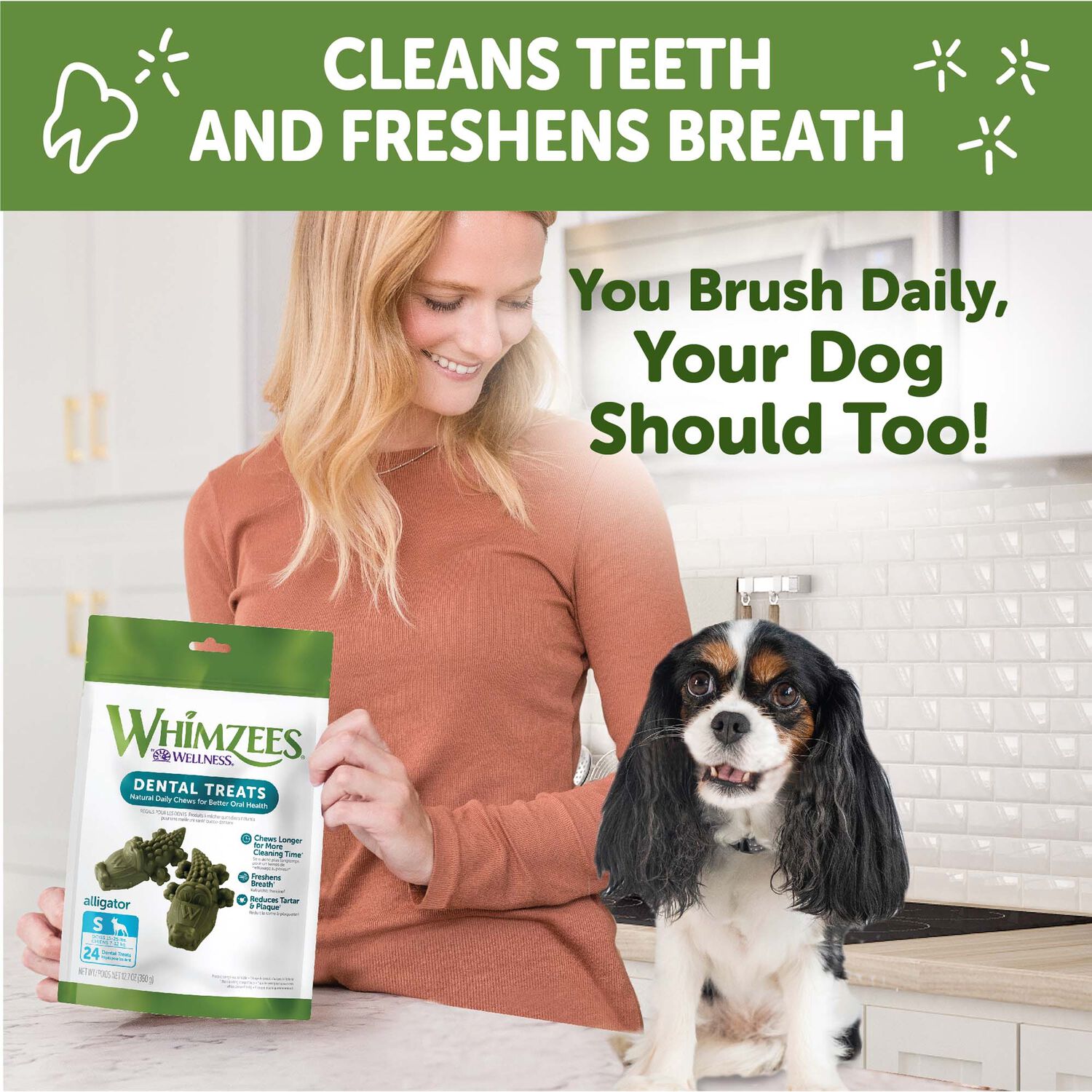 Whimzees Alligator Natural Grain-Free Daily Dental Long Lasting Dog Treats, Small, 1 Count