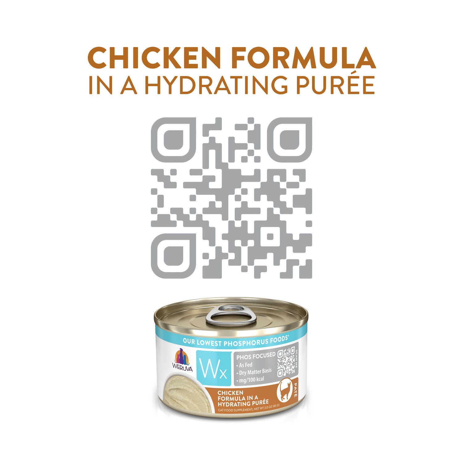 Weruva Wx Phos Focused Chicken Formula In A Hydrating Pur&eacute;e Wet Cat Food, 3-Oz Can Pack Of 12