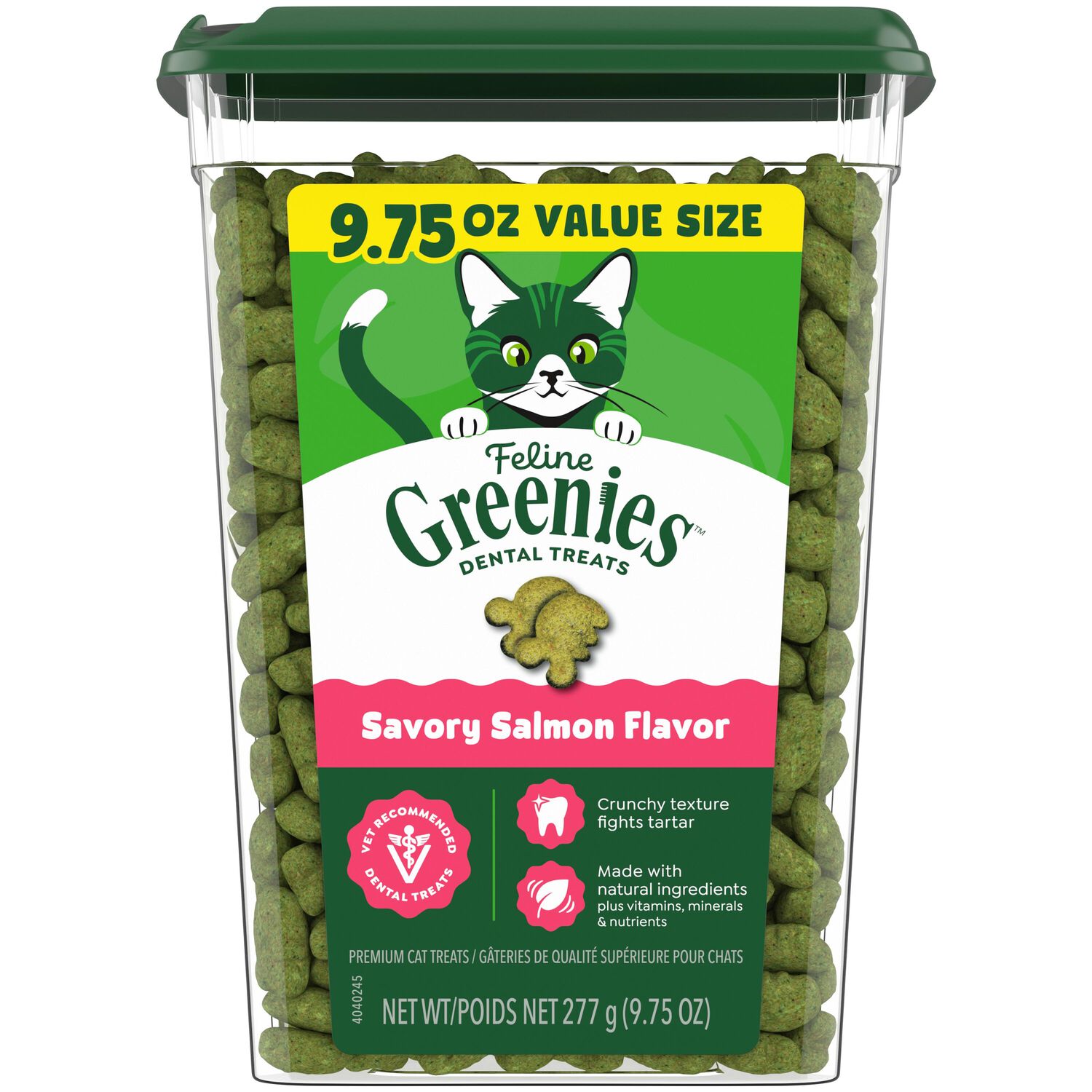 Greenies Feline Natural Crunchy Adult Cat Dental Treats, Savory Salmon, 9.75-Oz Bag