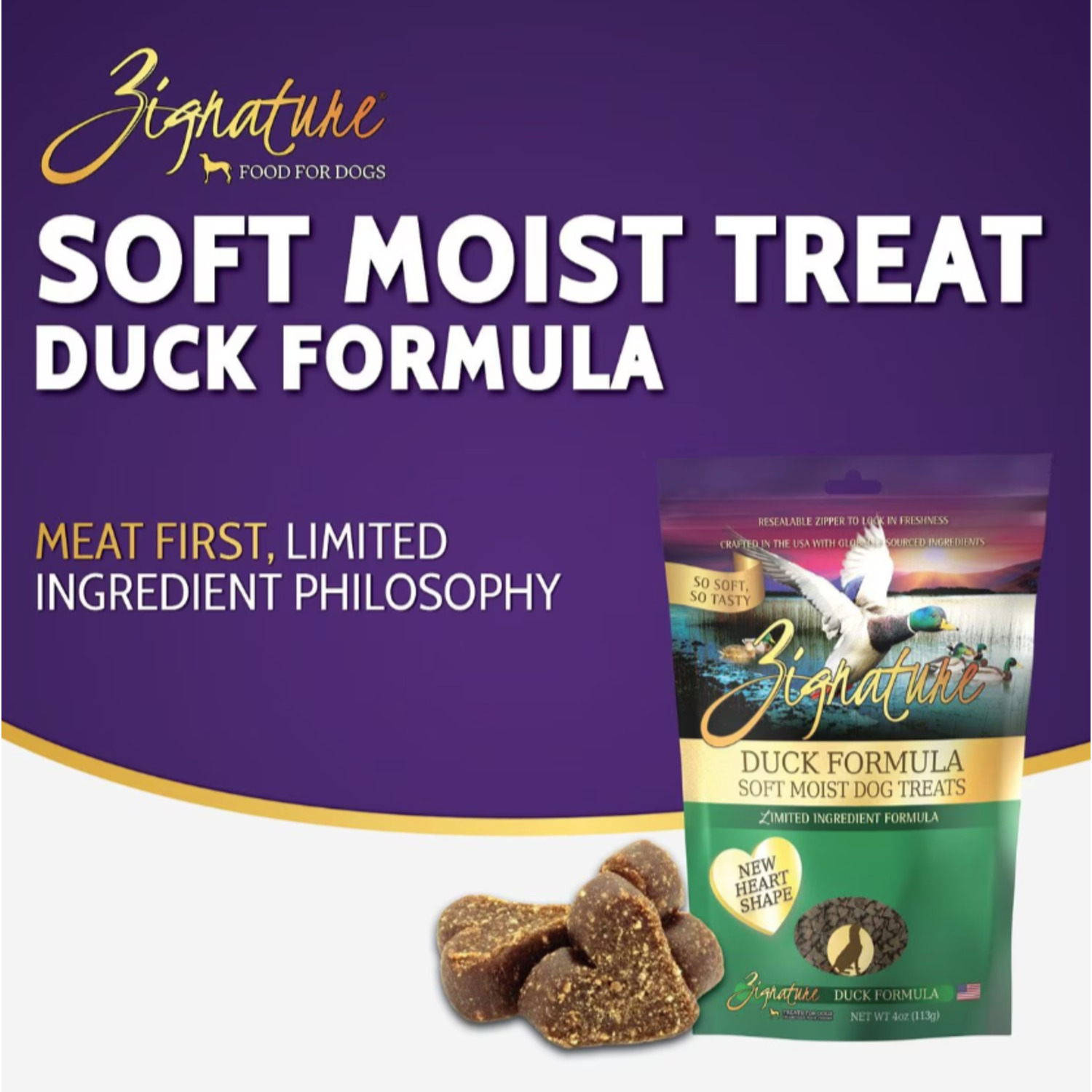 Zignature Duck Formula Soft Dog Treats, 4Oz