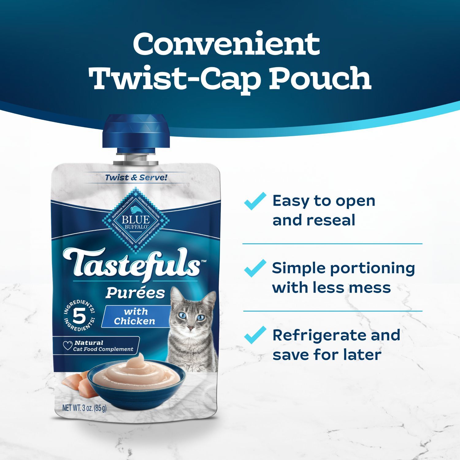 Blue Buffalo Tastefuls Adult Wet Cat Food Topper, Chicken, 3-Oz