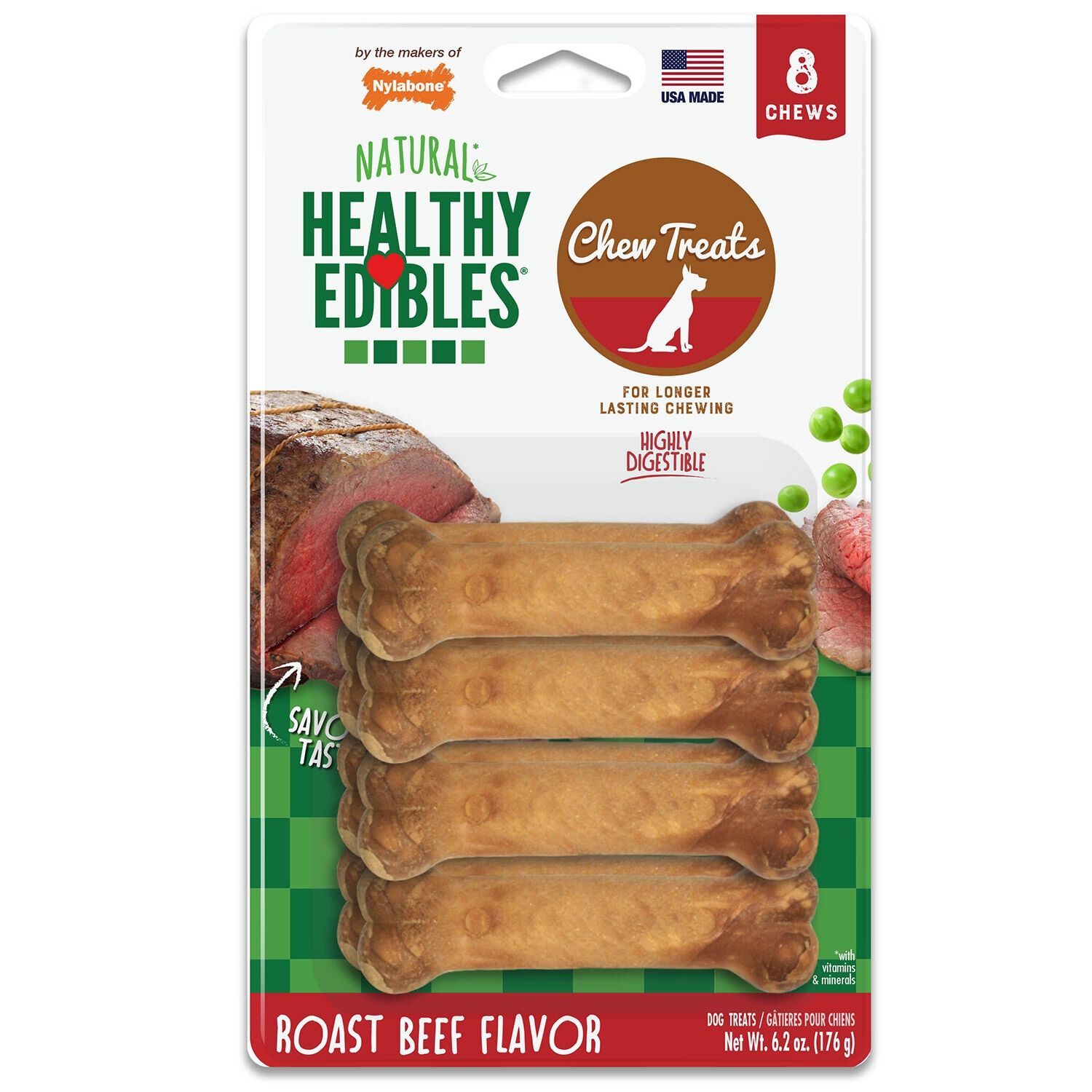 Nylabone healthy edibles roast beef shop