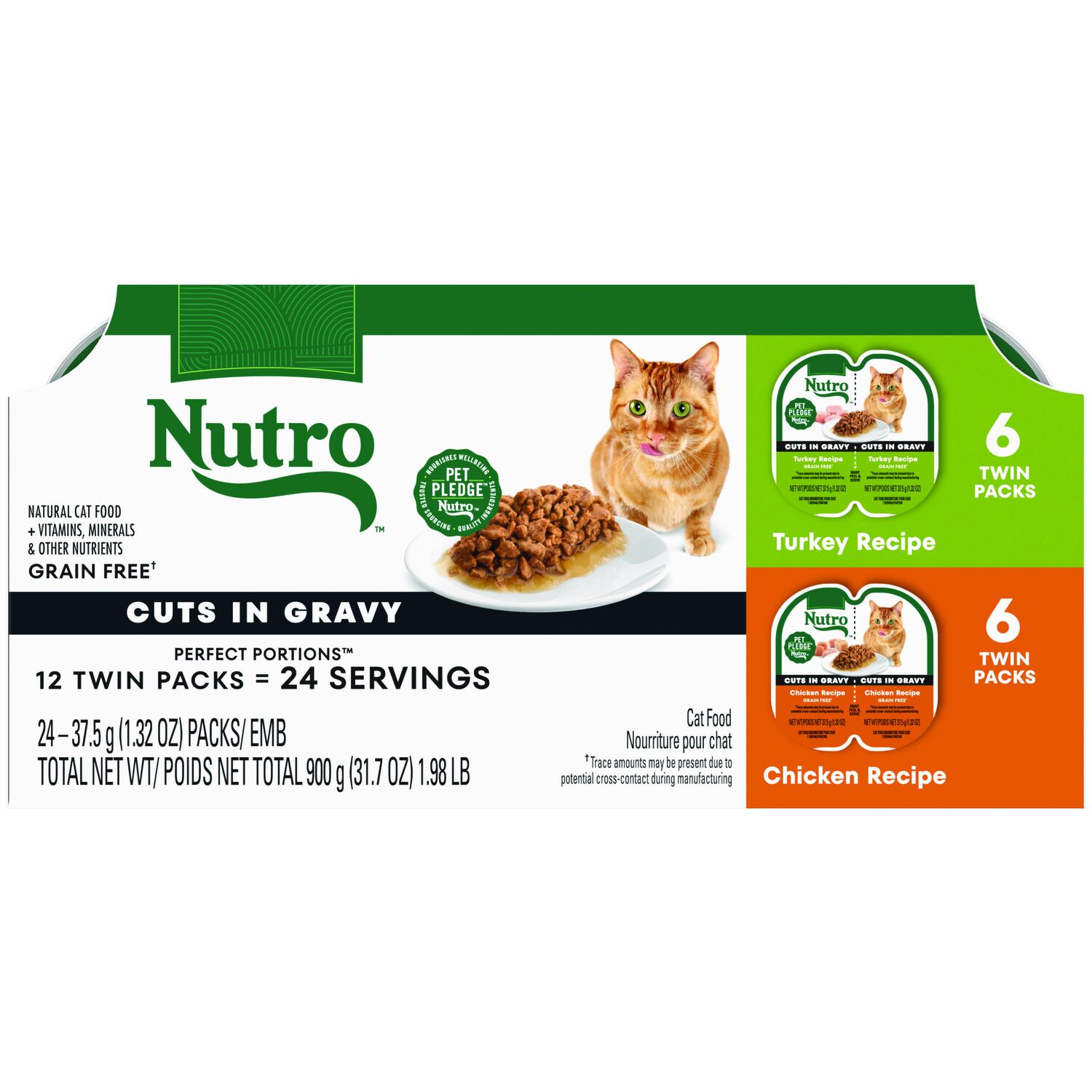 Nutro Perfect Portions Pate Adult Wet Cat Food Variety Pack, 2.64-Oz 12 Twin Packs