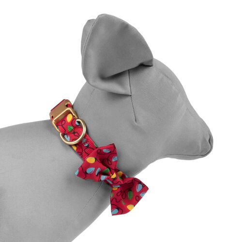 Red Holiday Lights Bow Tie Collar