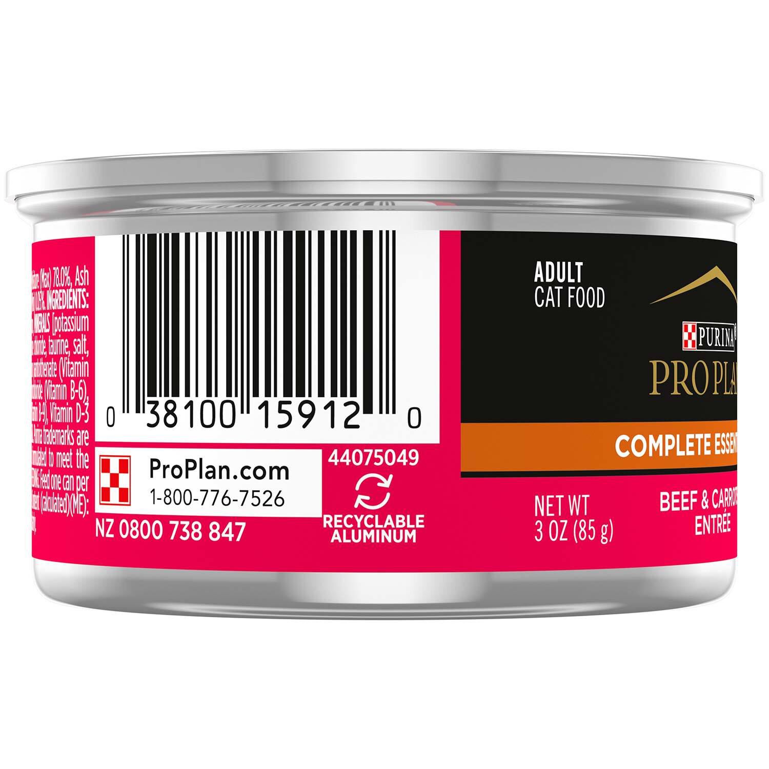 Purina Pro Plan Grain Free Classic Adult Beef & Carrots Entree Cat Food, 3-Oz Can Pack Of 24