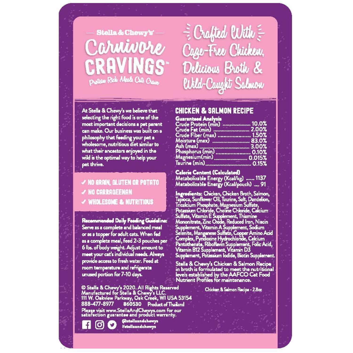 Stella & Chewy's Carnivore Cravings Wet Cat Food, Chicken & Salmon Recipe