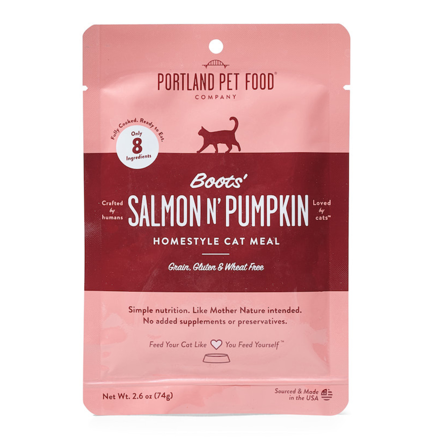 Portland Pet Food Company Boots' Salmon N' Pumpkin Grain, Gluten & Wheat Free Wet Cat Food, 2.6Oz