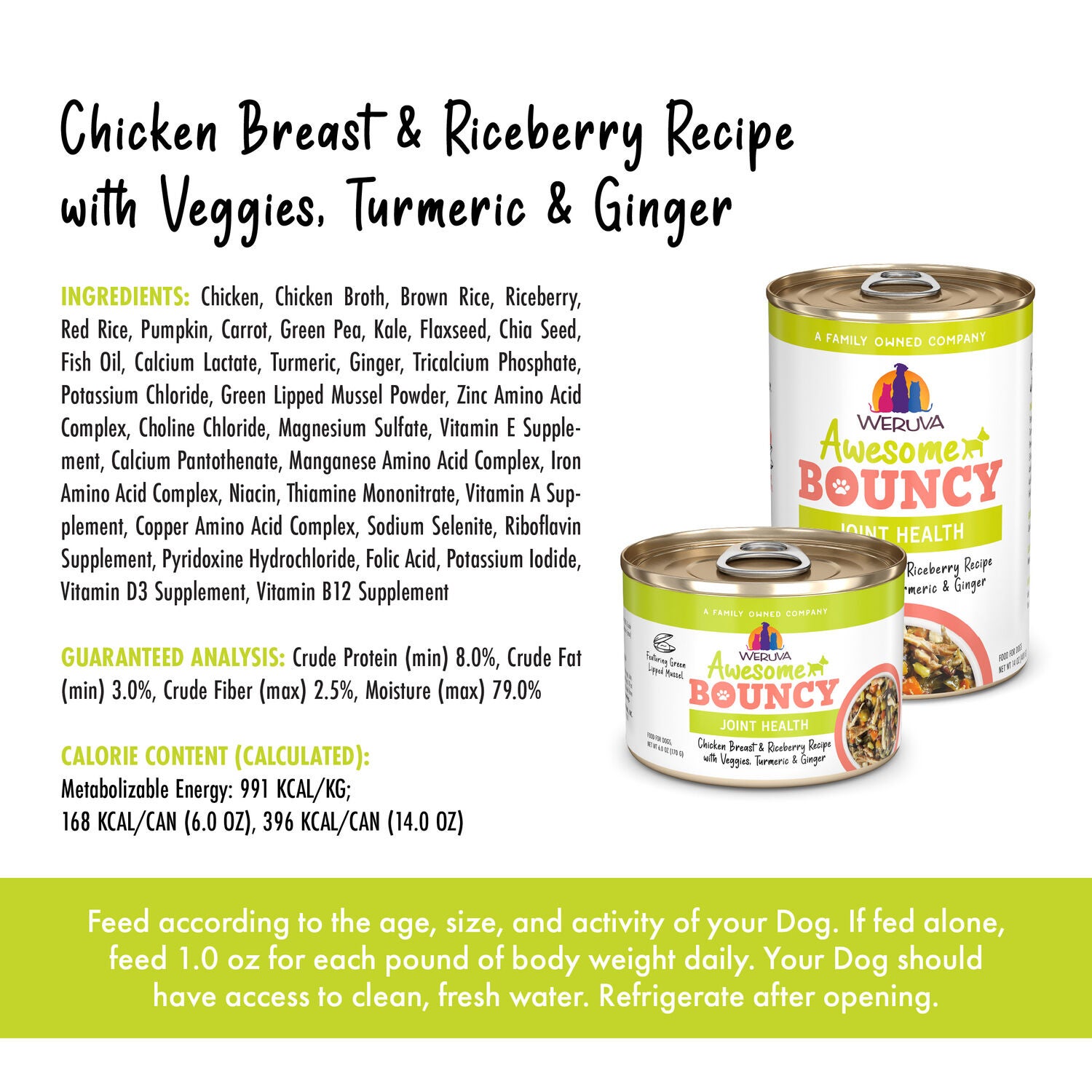 Weruva Awesome Bouncy Chicken Breast And Riceberry Recipe With Veggies, Turmeric And Ginger Wet Dog Food, 6-Oz Pack Of 8