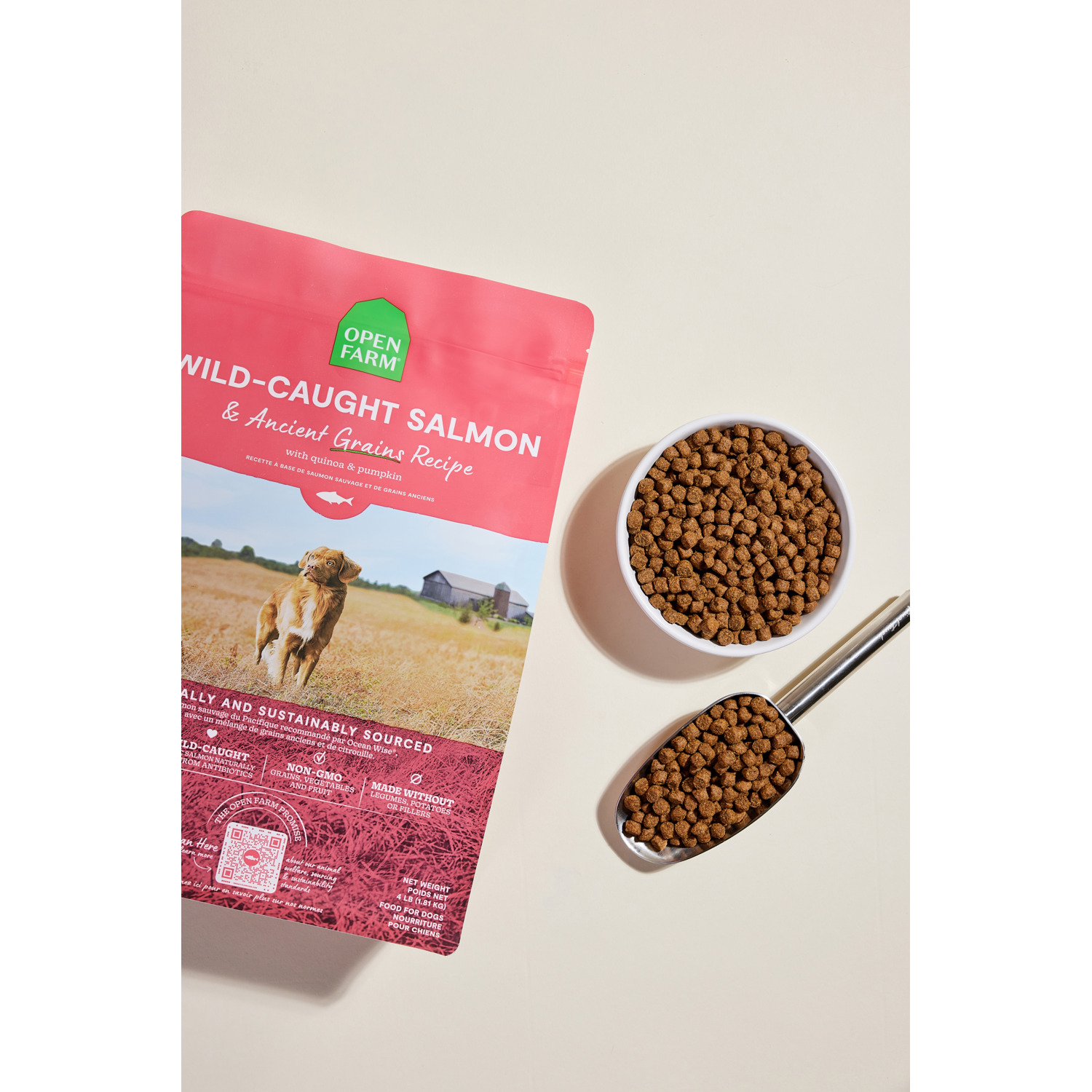 Open Farm Wild Salmon And Ancient Grains Kibble Dry Dog Food, 22Lb