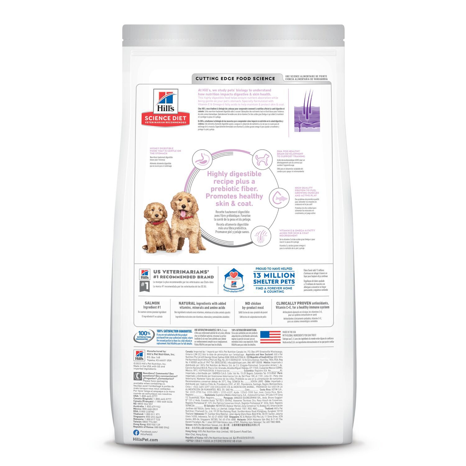 Hill's Science Diet Puppy Sensitive Stomach & Skin Salmon & Brown Rice Recipe Dry Dog Food, 4-Lb.