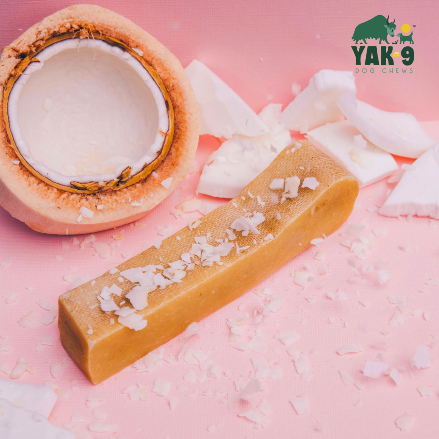 Yak9 Chews Natural Yak Cheese Chews Dog Treats, Coconut, Small, 3-Pack